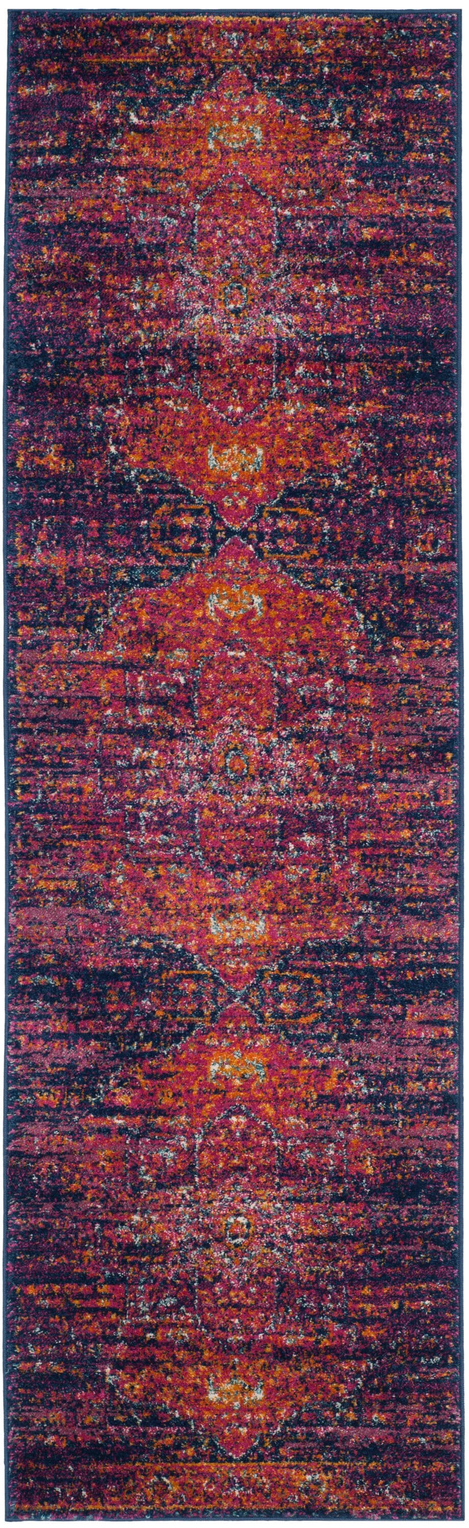 Safavieh Evoke Livia 2 x 9 Blue/Fuchsia Indoor Distressed/Overdyed Vintage Runner - Image 2