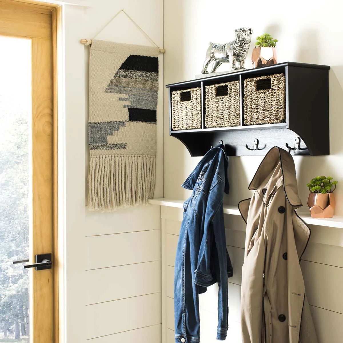 Safavieh Finley Hanging 3 Basket Wall Rack (Black) - 28" x 7.8" x 12" - Image 2