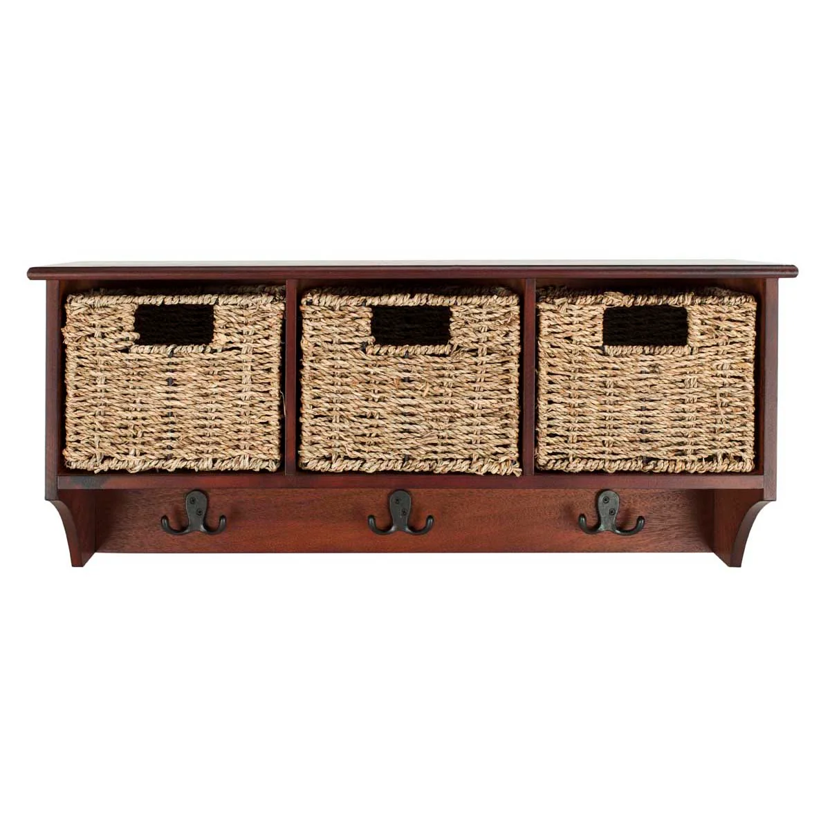 Safavieh Finley Hanging 3 Basket Wall Rack (Cherry, 28" x 7.8" x 12")