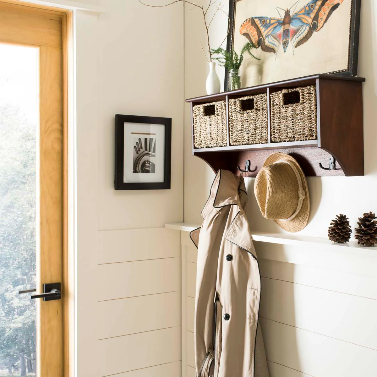 Safavieh Finley Hanging 3 Basket Wall Rack (Cherry, 28" x 7.8" x 12") - Image 2