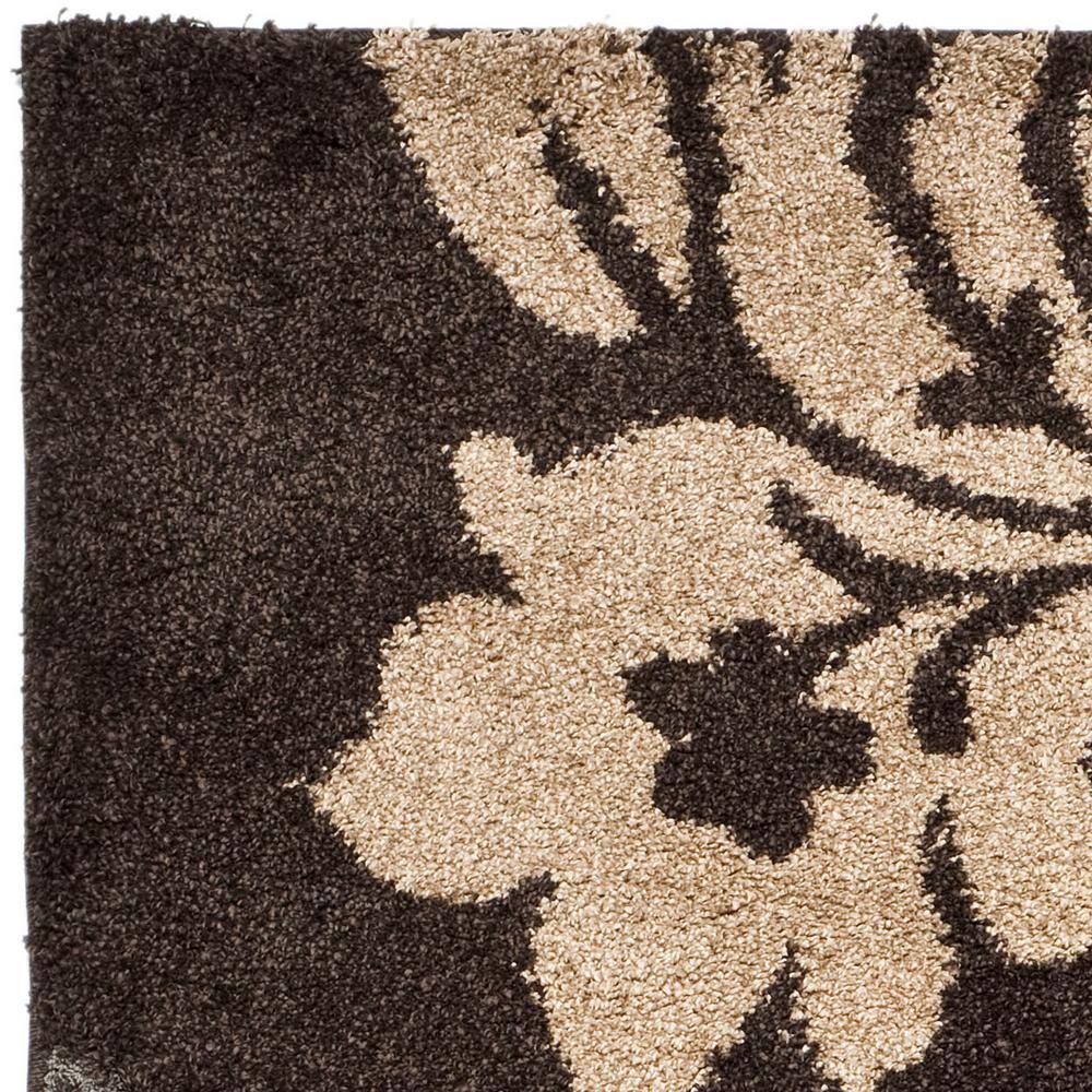 Safavieh Florida Votive Shag Area Rug, 6 ft. x 9 ft., Dark Brown/Smoke, Floral/Botanical Farmhouse/Cottage - Image 6