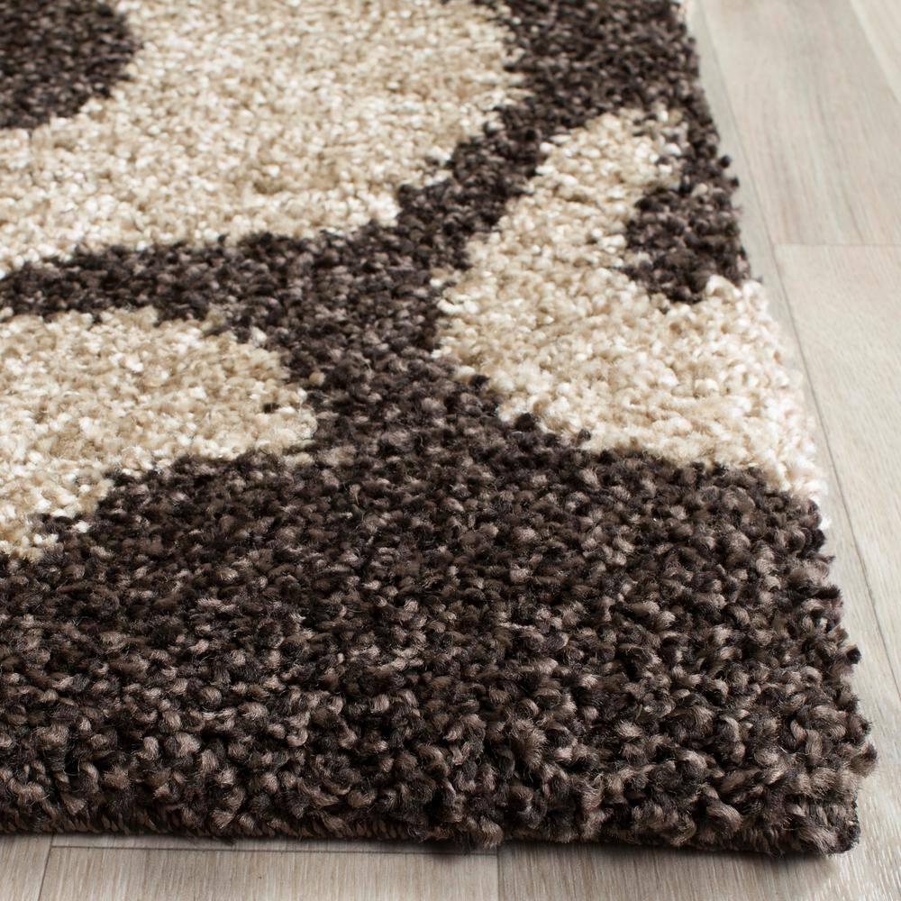 Safavieh Florida Votive Shag Area Rug, 6 ft. x 9 ft., Dark Brown/Smoke, Floral/Botanical Farmhouse/Cottage - Image 7