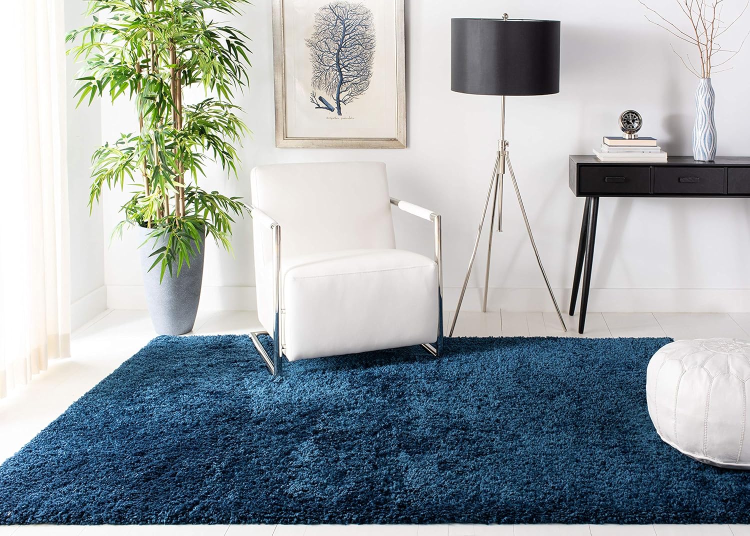 Safavieh Fontana Shag Clarisse 7 x 7 Blue Square Indoor Solid Area Rug - Image 4