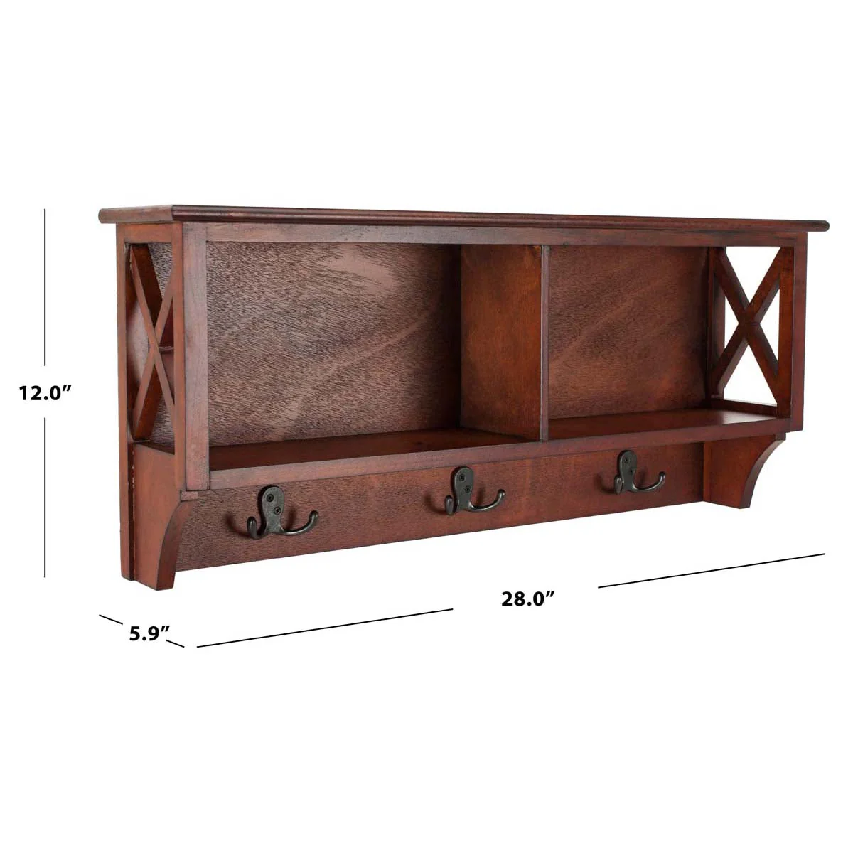 Safavieh Freya Hanging Storage Wall Rack (Cherry) - 28 x 5.9 x 12 in - Image 5