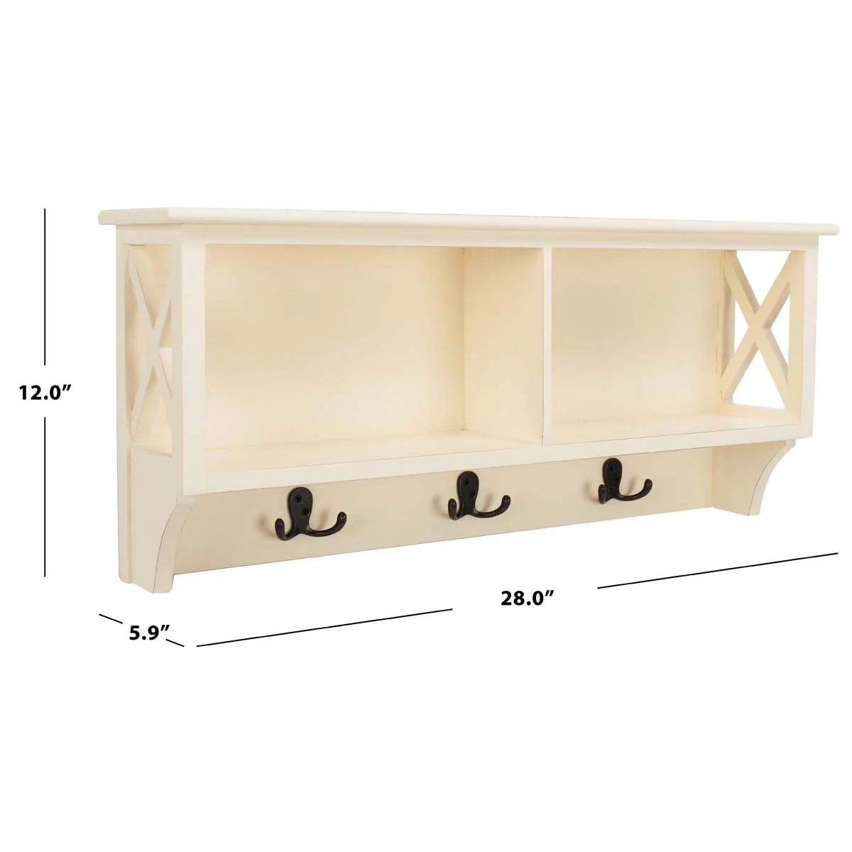 Safavieh Freya Hanging Storage Wall Rack, White, 28 x 5.9 x 12 in - Image 5