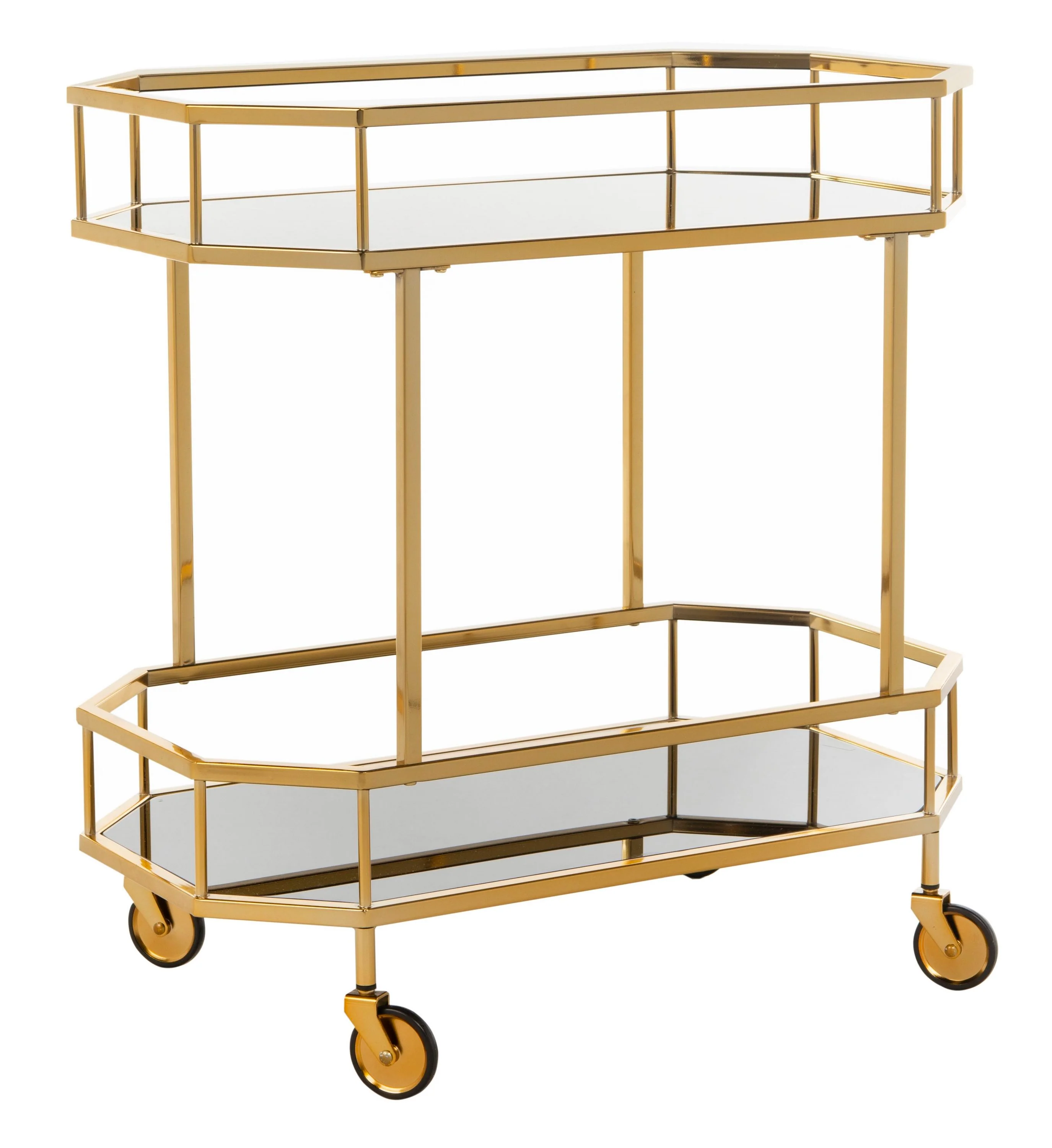 Safavieh Gold Metal Base with Glass Top Kitchen Cart (29.6-in x 16.5-in x 29.8-in) - Image 3