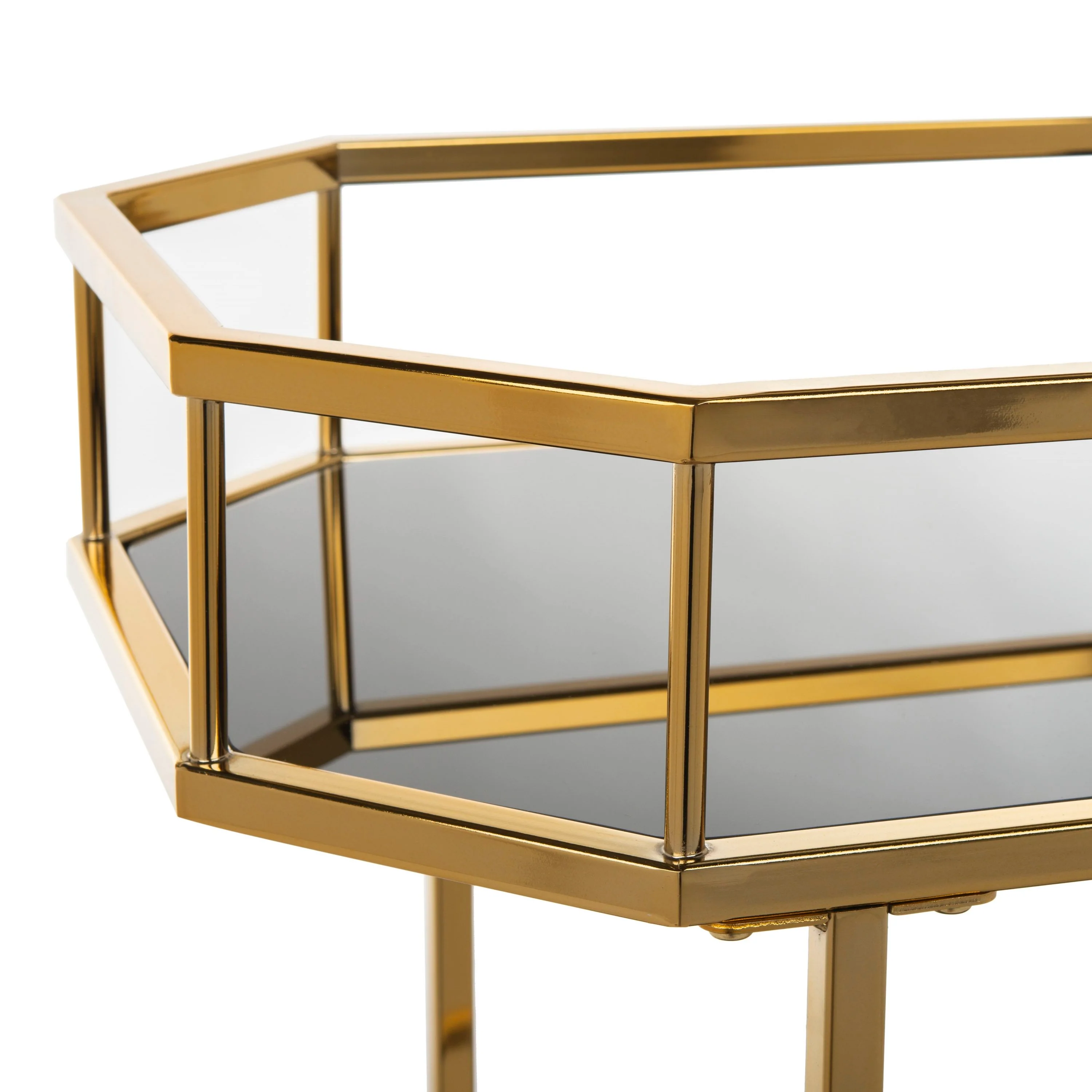 Safavieh Gold Metal Base with Glass Top Kitchen Cart (29.6-in x 16.5-in x 29.8-in) - Image 5