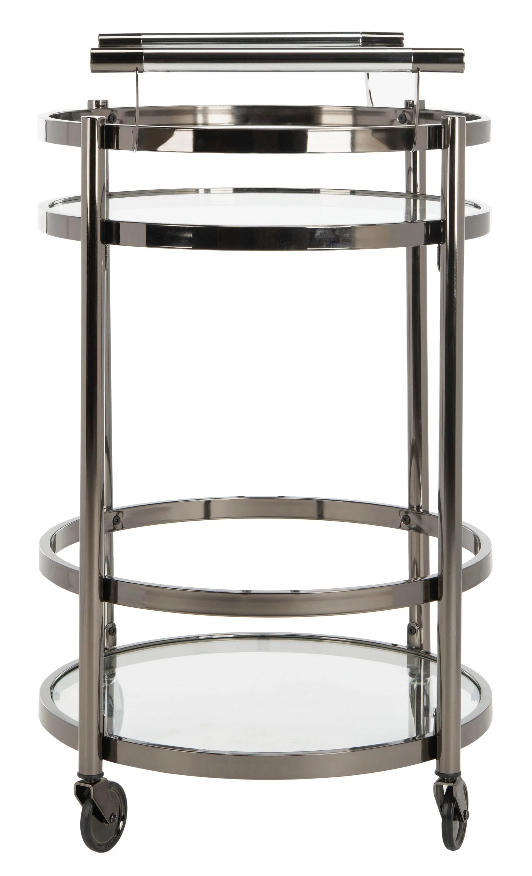 Safavieh Gray Metal Base with Glass Top Kitchen Cart (23.8-in x 19.9-in x 34-in) - Image 4