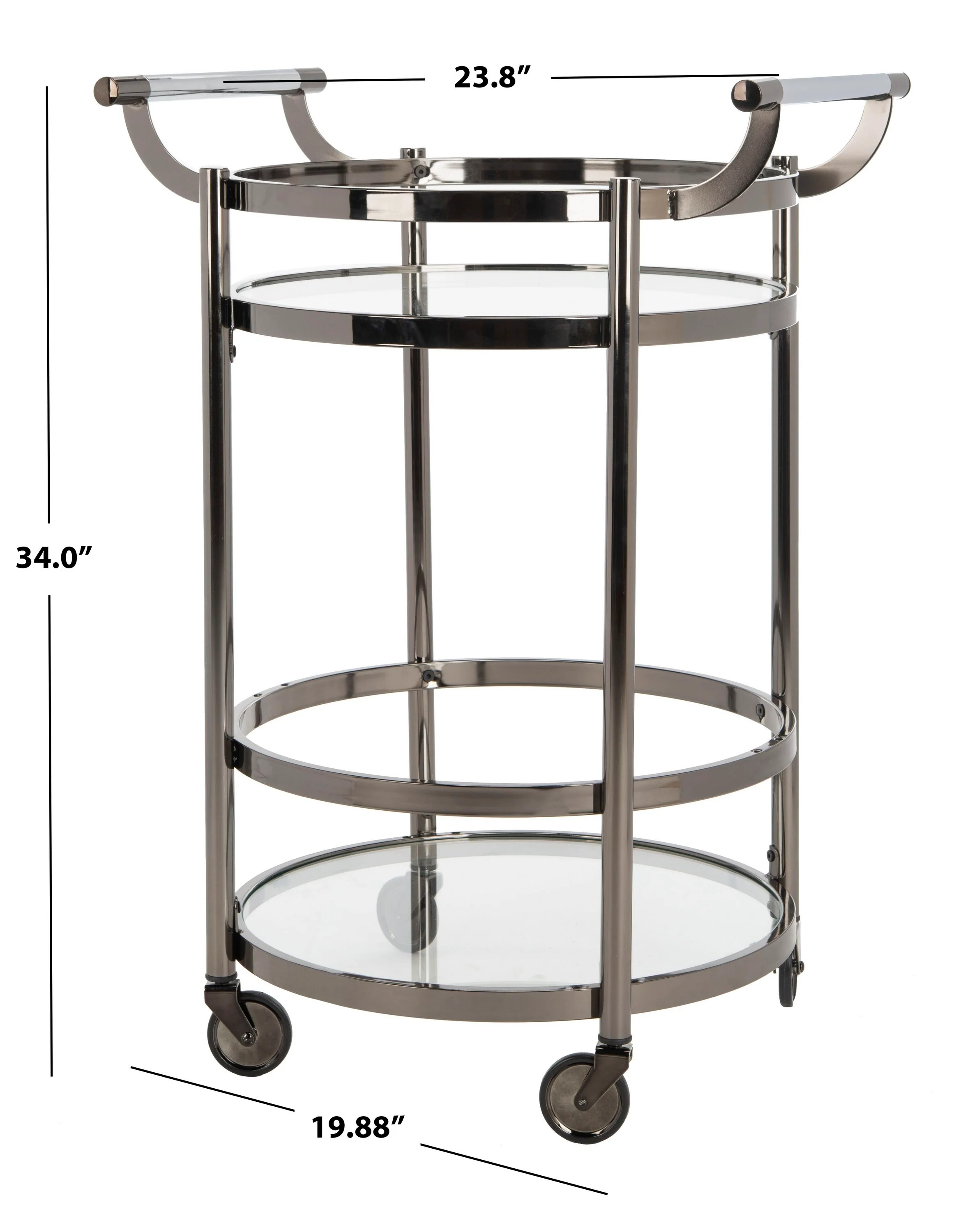 Safavieh Gray Metal Base with Glass Top Kitchen Cart (23.8-in x 19.9-in x 34-in) - Image 7