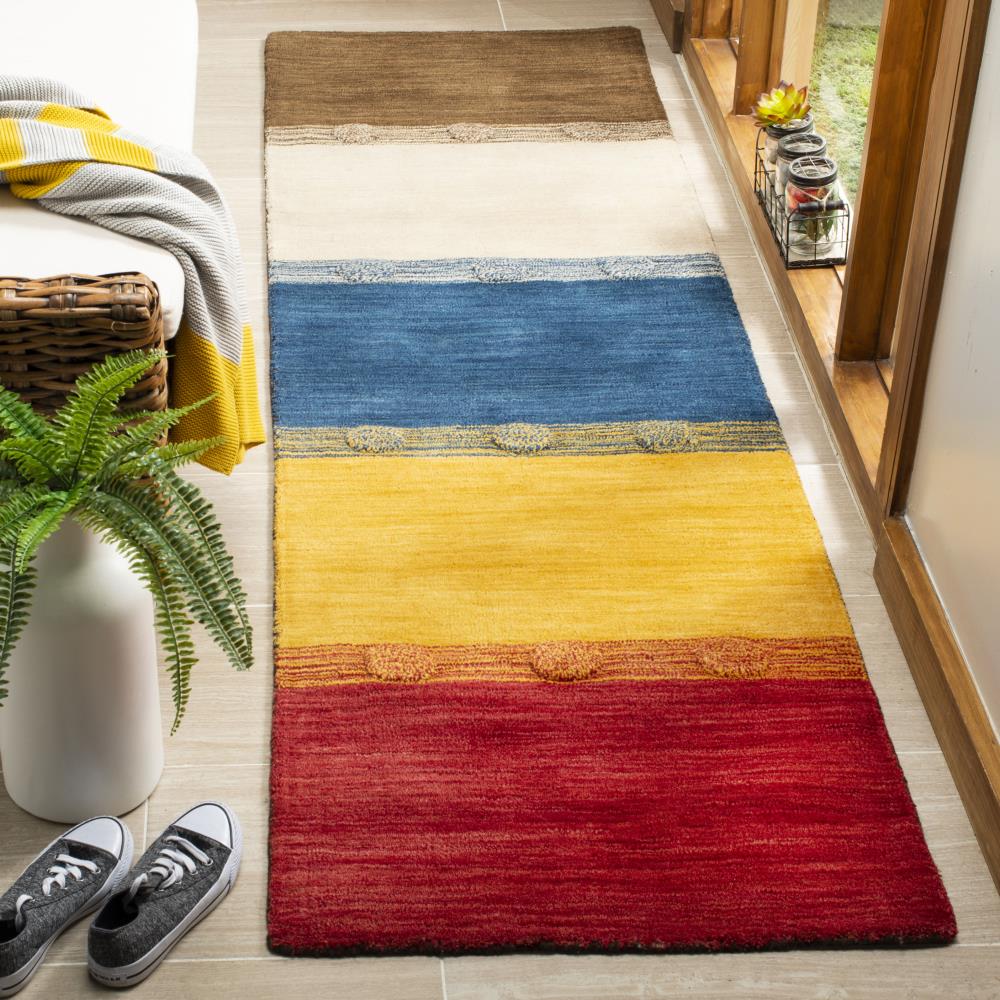 Safavieh Himalaya Kanto 2 x 8 Beige/Multi Indoor Stripe Handcrafted Runner - Image 2