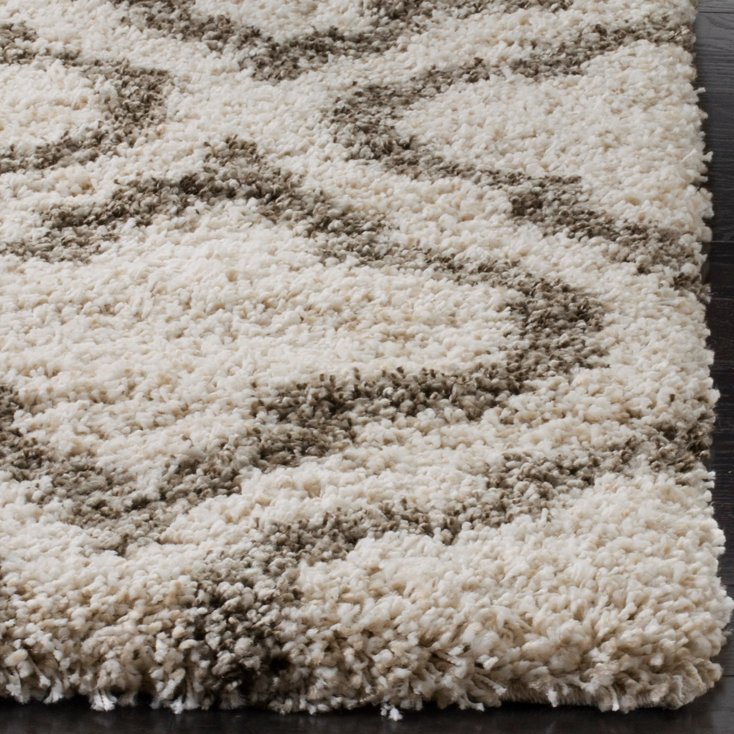 Safavieh Hudson Tensas Shag 9 x 12 Ivory/Gray Indoor Trellis Area Rug - Image 3