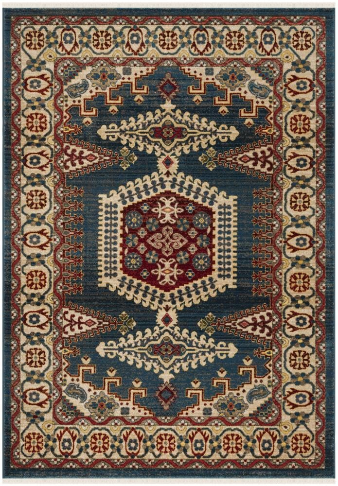Safavieh Kashan Gayla 5 x 7 Navy Blue/Ivory Indoor Floral/Botanical Oriental Area Rug