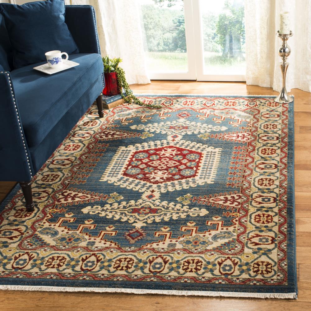 Safavieh Kashan Gayla 5 x 7 Navy Blue/Ivory Indoor Floral/Botanical Oriental Area Rug - Image 2