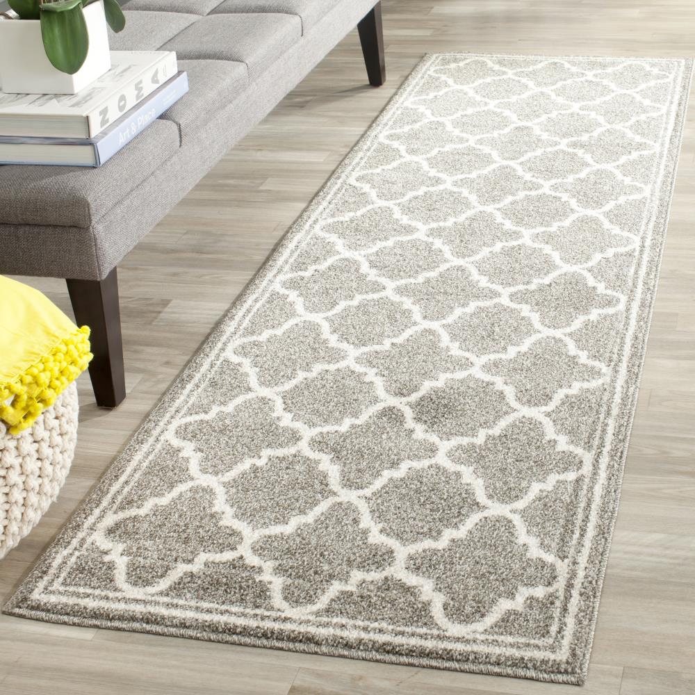 Safavieh Kelly 2 x 13 Dark Gray/Beige Indoor Trellis Runner Rug - Image 2