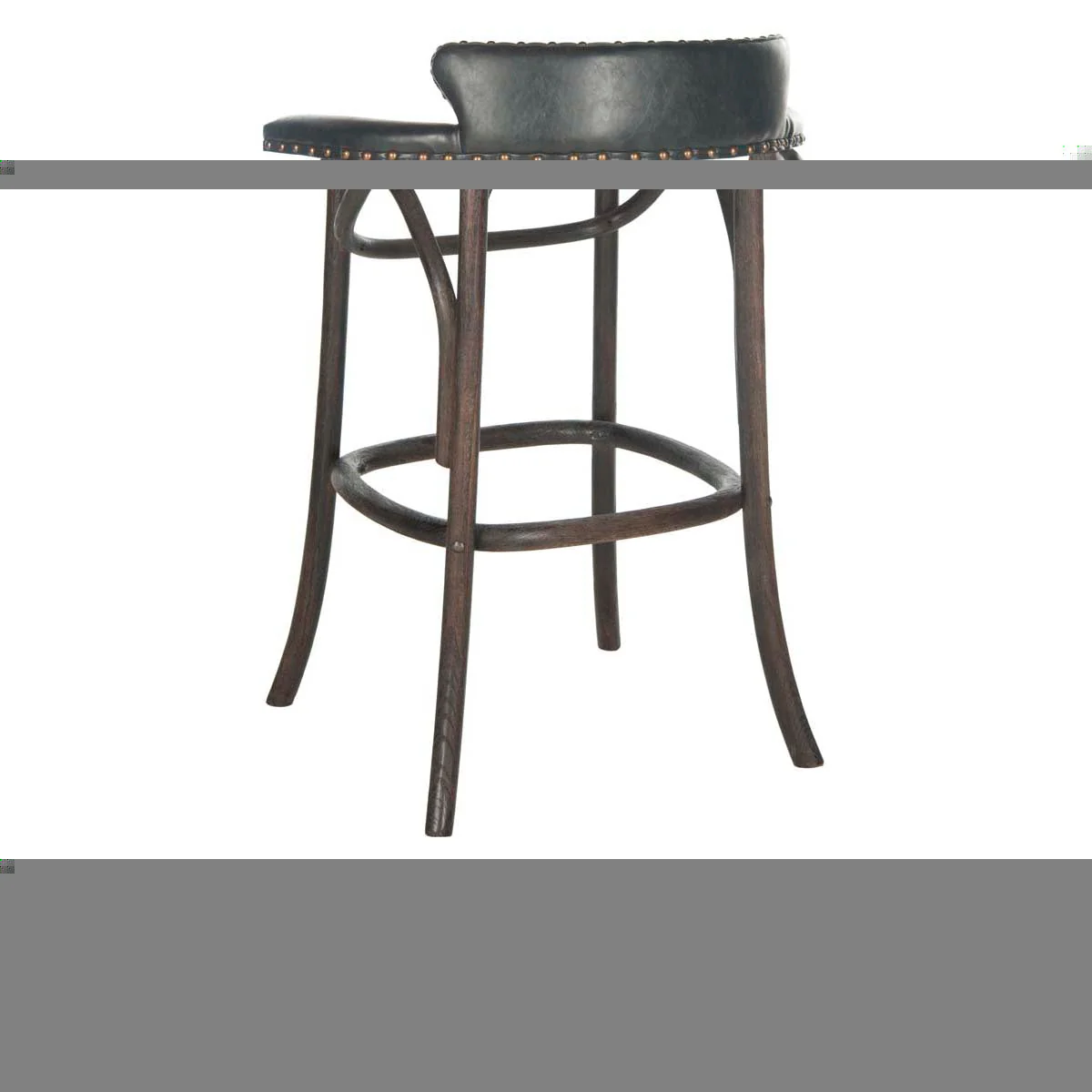 Safavieh Kenny Antique Black Upholstered Bar Stool, 24 x 19.3 x 42.9 in - Image 3