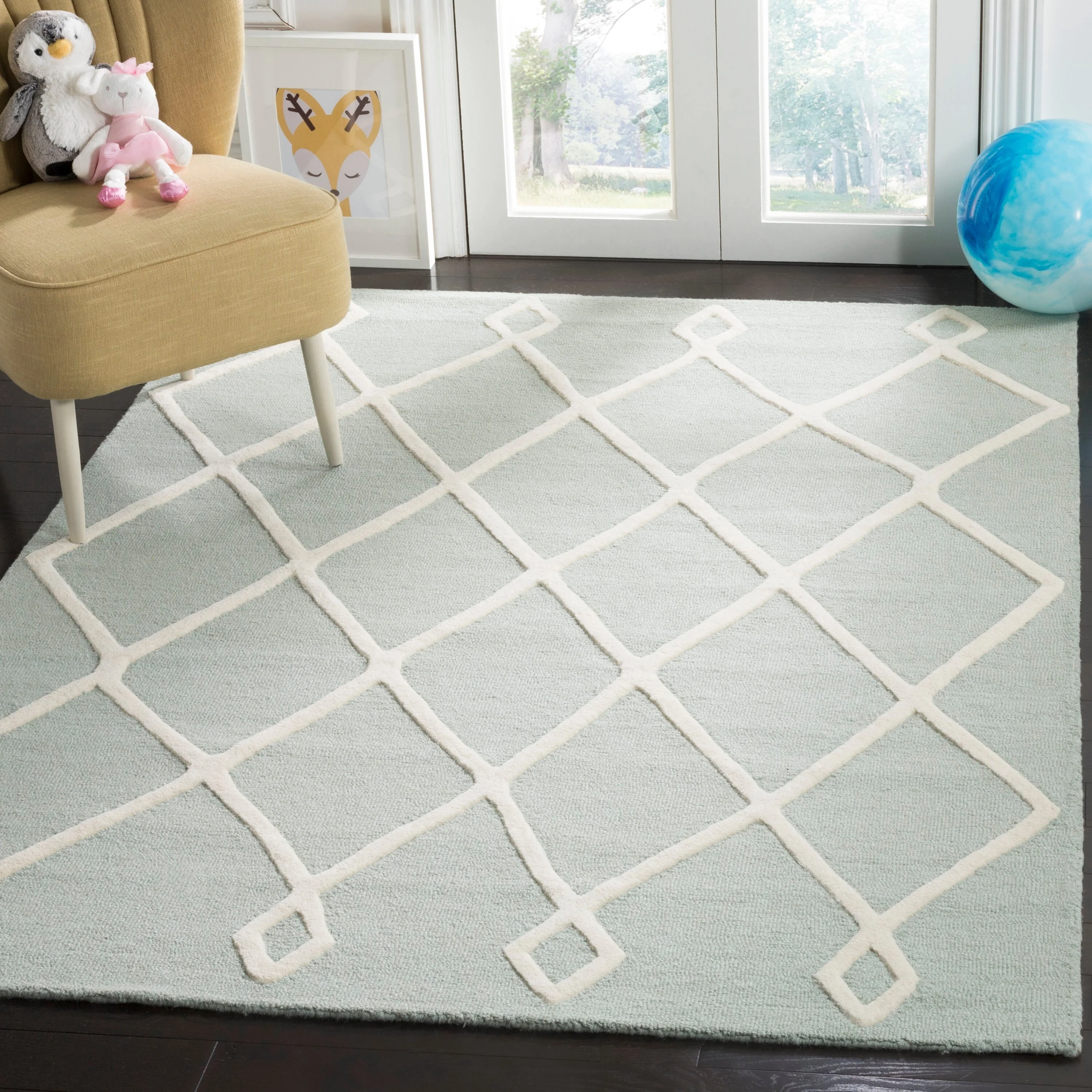 Safavieh Kids Moroccan 5 x 7 Mint/Ivory Hand-Tufted Wool Indoor Trellis Area Rug