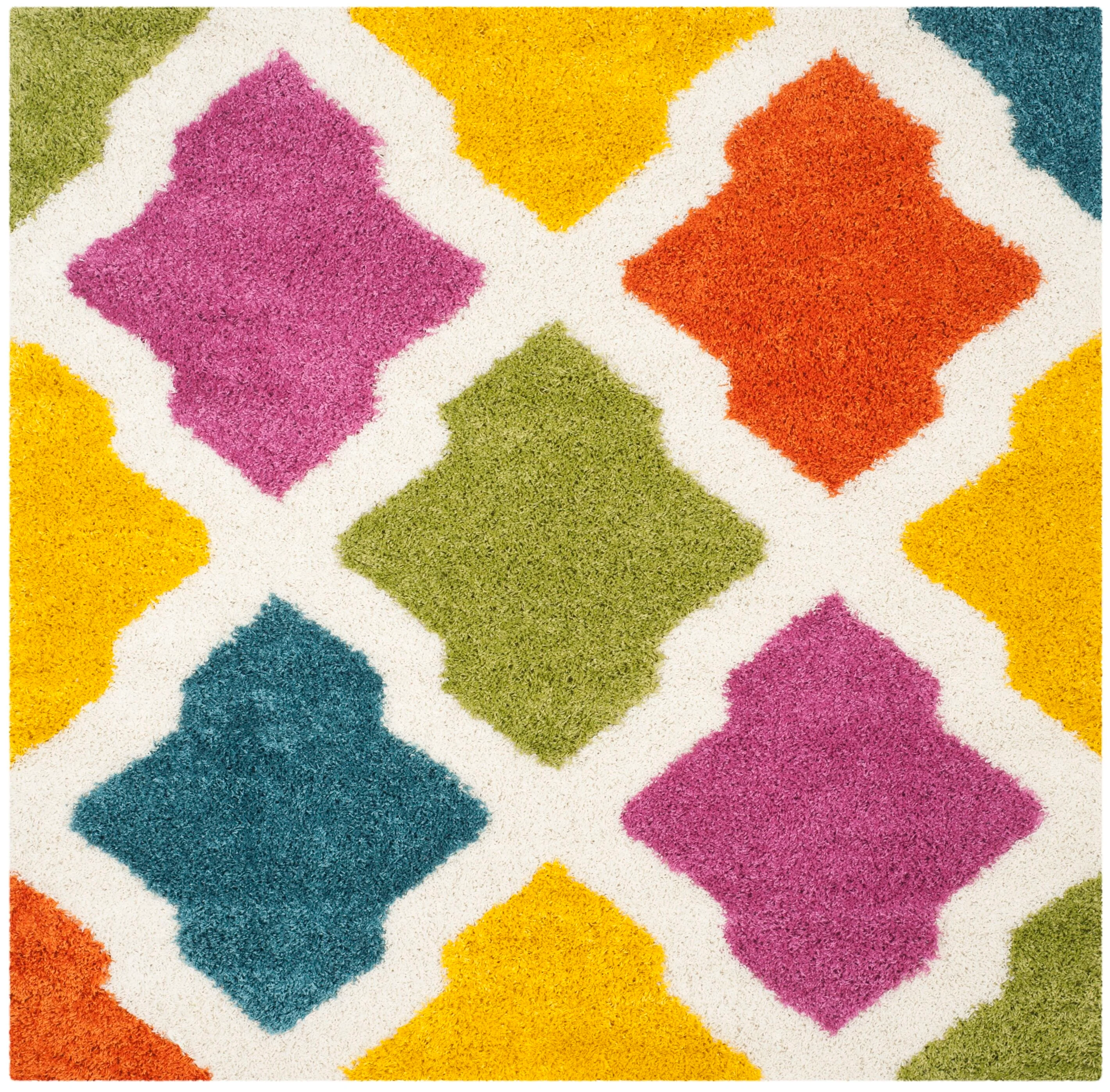 Safavieh Kids Shag 7 x 7 Multi Square Indoor Abstract Kids Area Rug