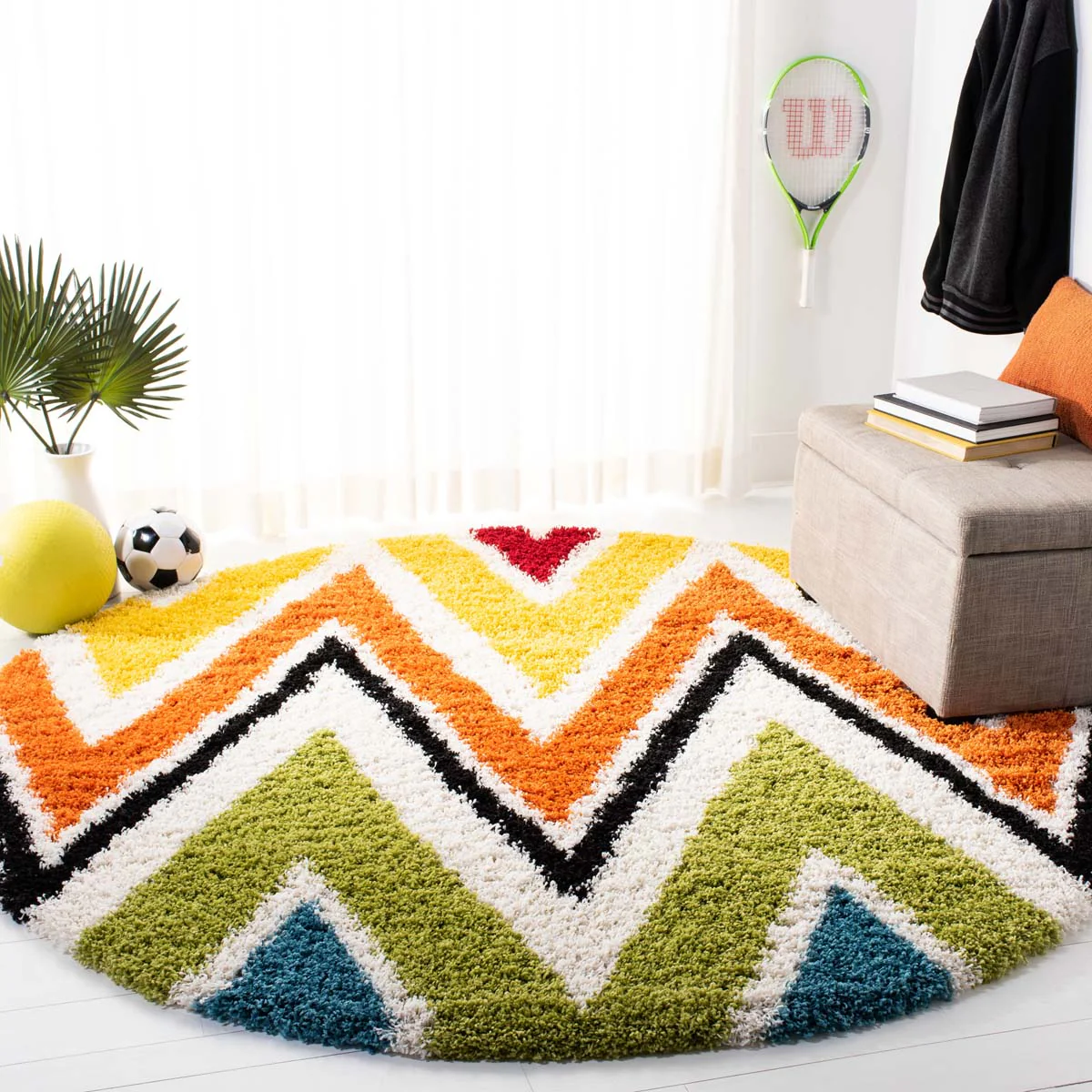 Safavieh Kids Shag 8 x 10 Multi Indoor Chevron Kids Area Rug - Image 3