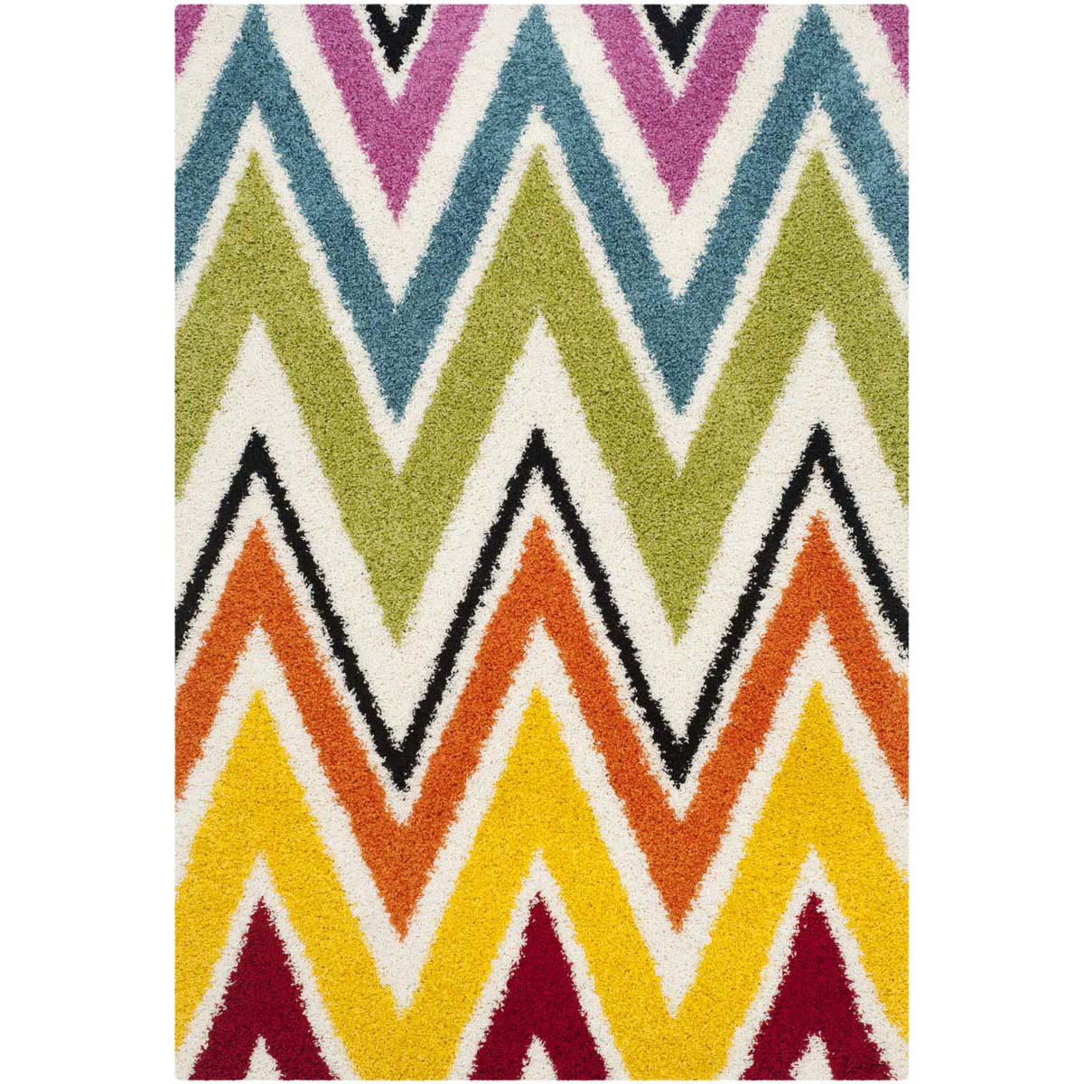 Safavieh Kids Shag 8 x 10 Multi Indoor Chevron Kids Area Rug - Image 4