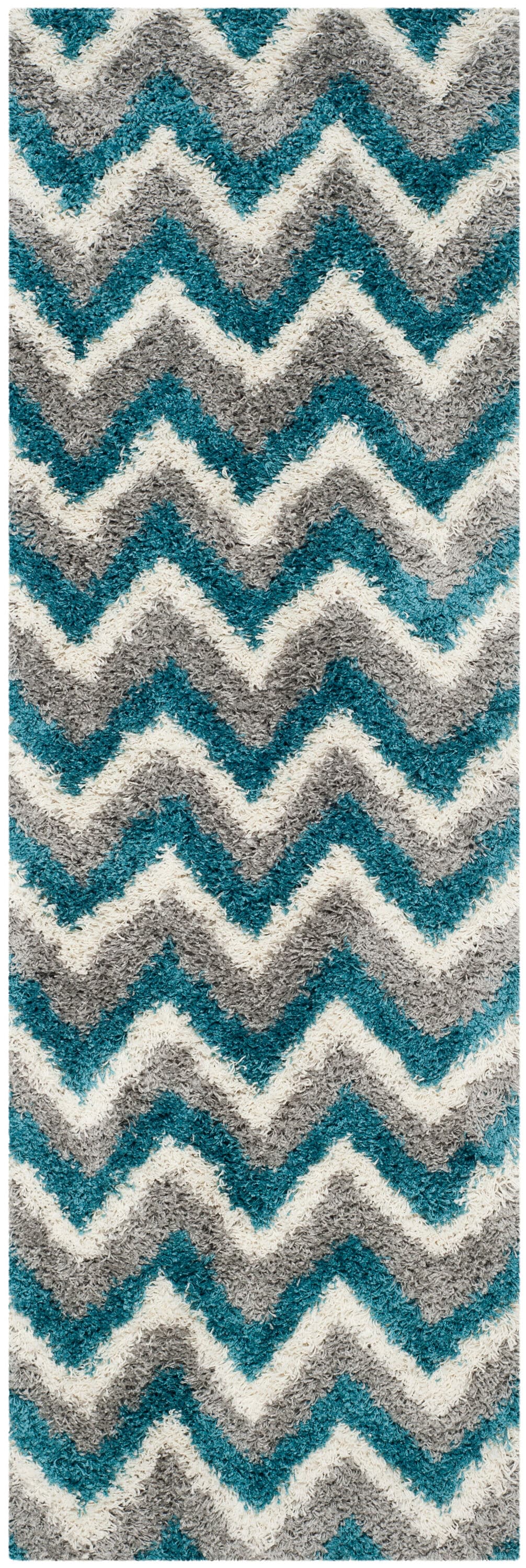 Safavieh Kids Tally Shag 2-ft-3-in x 5-ft Blue Indoor Chevron Kids Throw Rug - Image 2