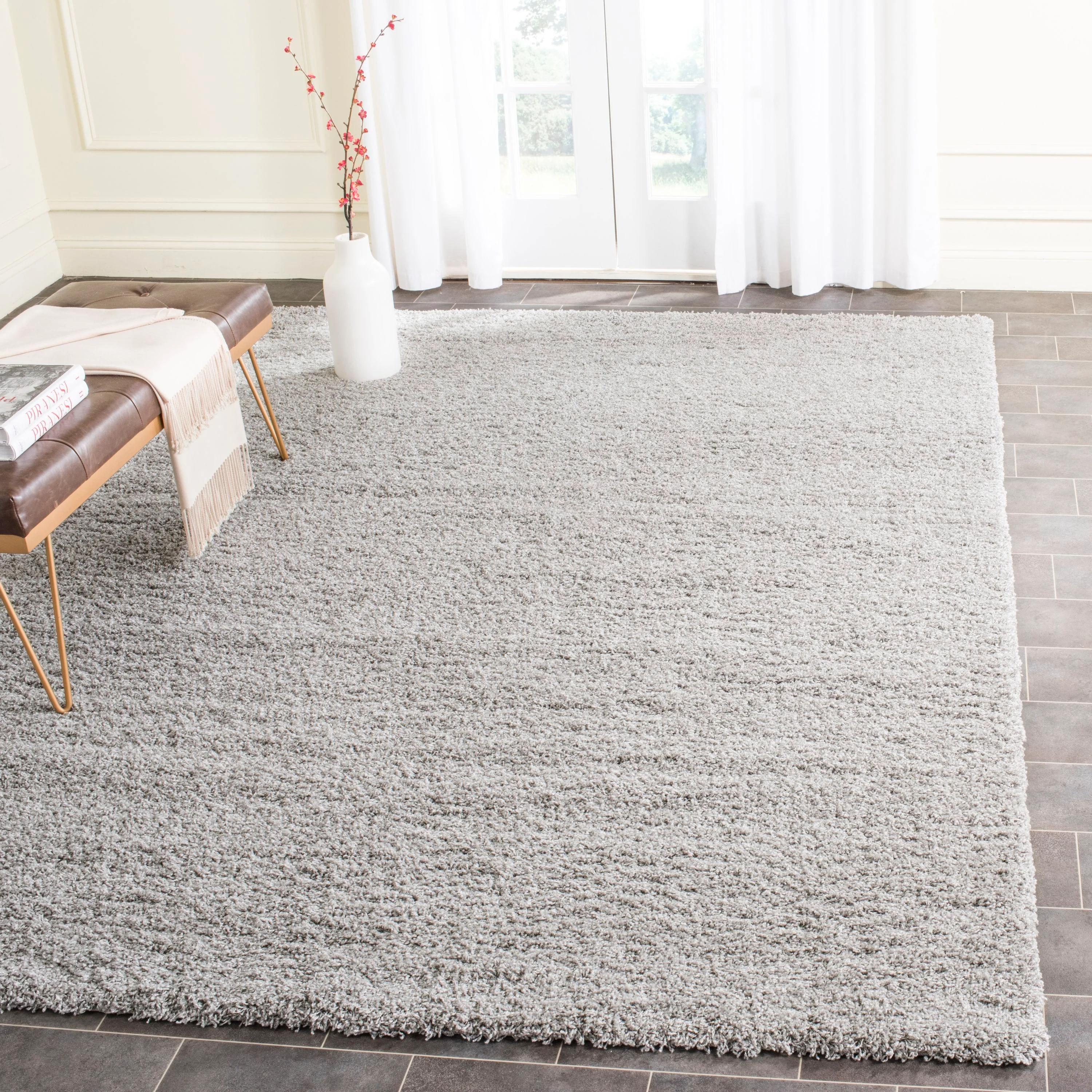 Safavieh Laguna Shag 8 x 10 Silver Indoor Solid Area Rug - Image 2