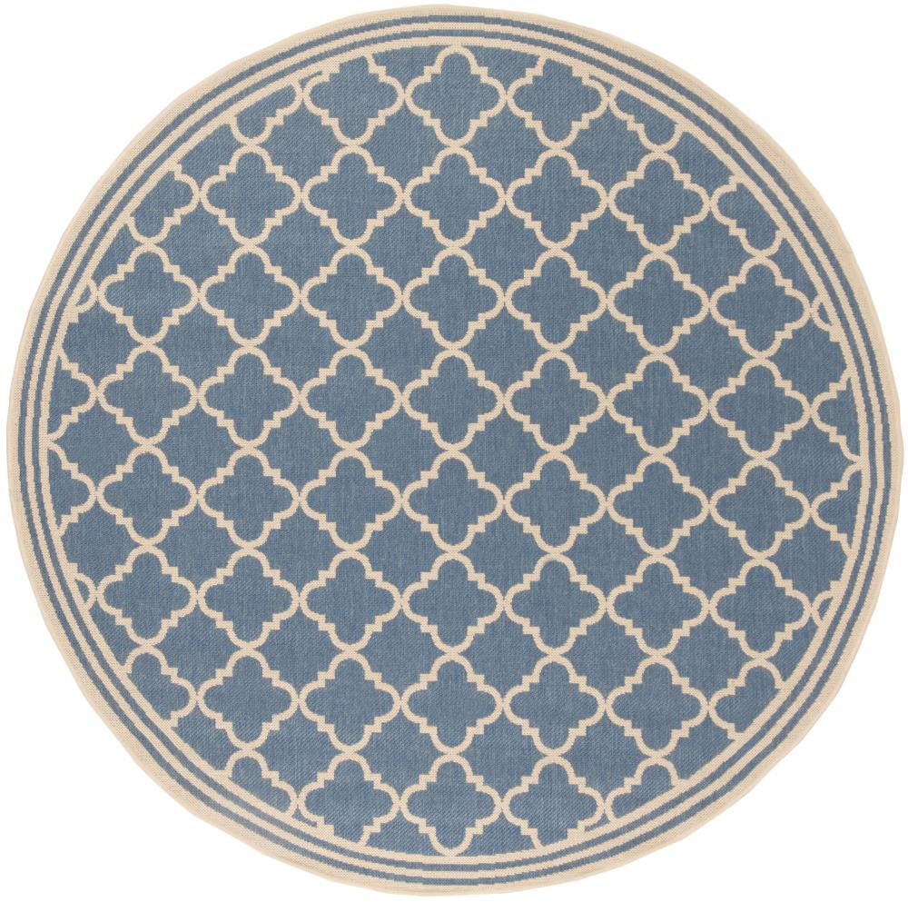 Safavieh Linden Lattice 7 x 7 Blue/Creme Round Indoor Trellis Coastal Area Rug
