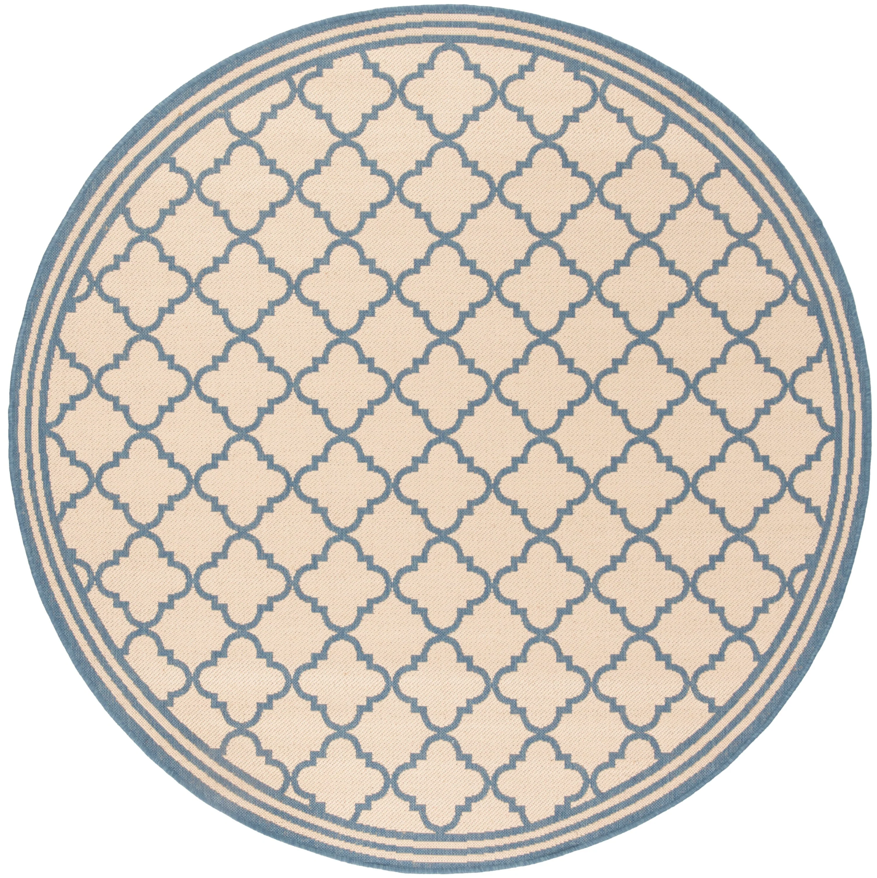 Safavieh Linden Lattice 7 x 7 Cream/Blue Round Indoor Trellis Coastal Area Rug - Image 2