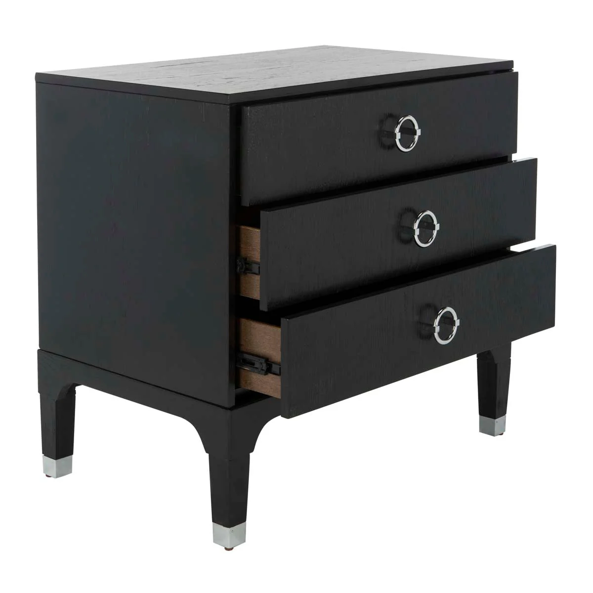 Safavieh Lorna 3-Drawer Black Nightstand, 30 x 19 x 28 in. - Image 3