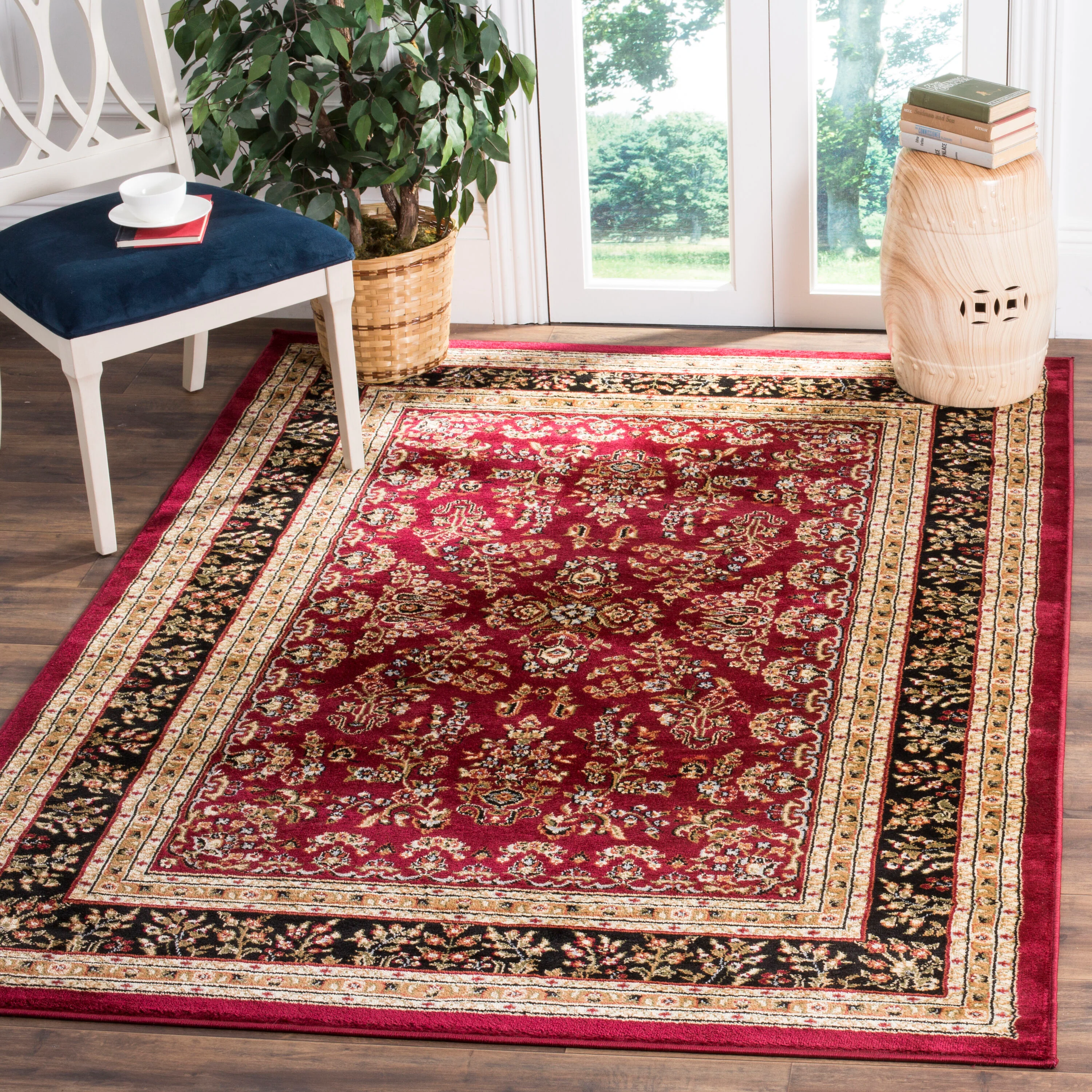 Safavieh Lyndhurst Hamadan 6 x 9 Red/Black Indoor Floral/Botanical Oriental Area Rug