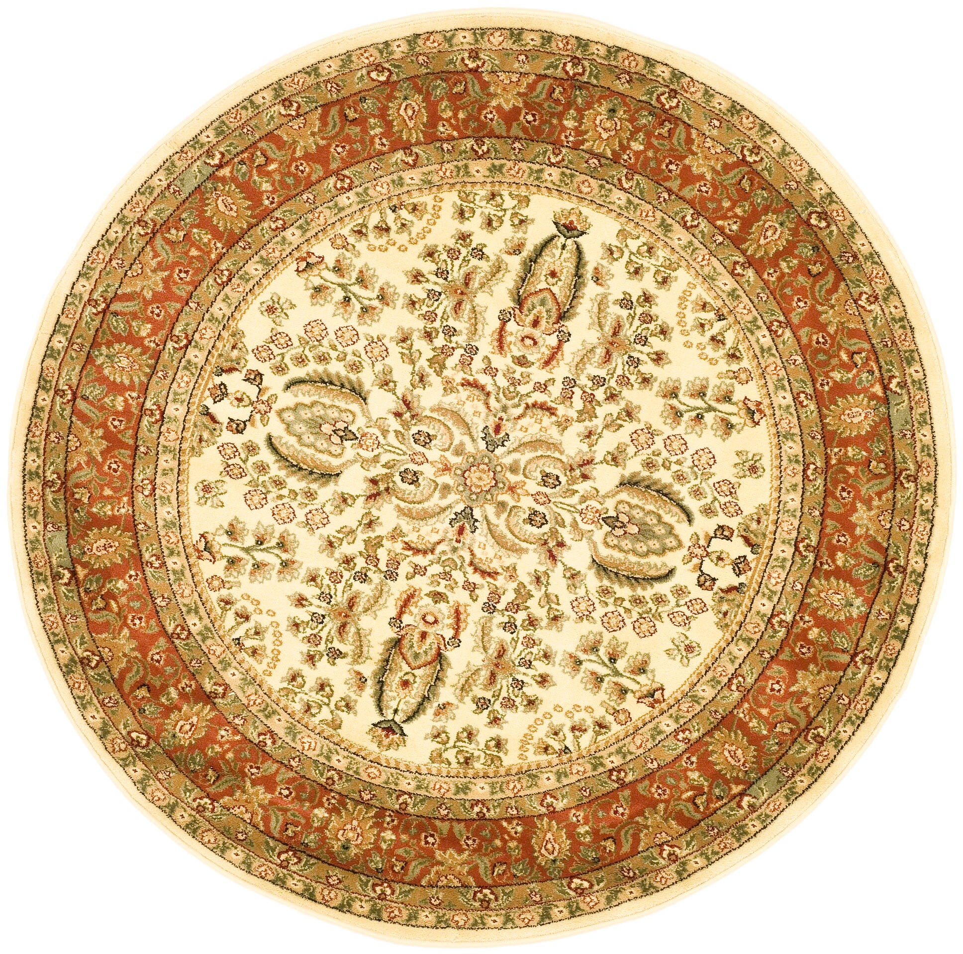 Safavieh Lyndhurst Isphahan 10 x 10 Ivory/Rust Round Indoor Floral/Botanical Oriental Area Rug - Image 2