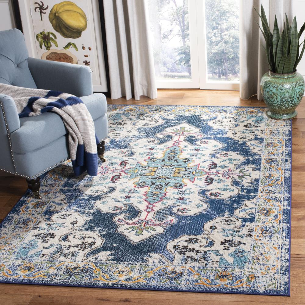 Safavieh Madison Kenora 9 x 12 Navy/Gray Indoor Distressed/Overdyed Vintage Area Rug - Image 2