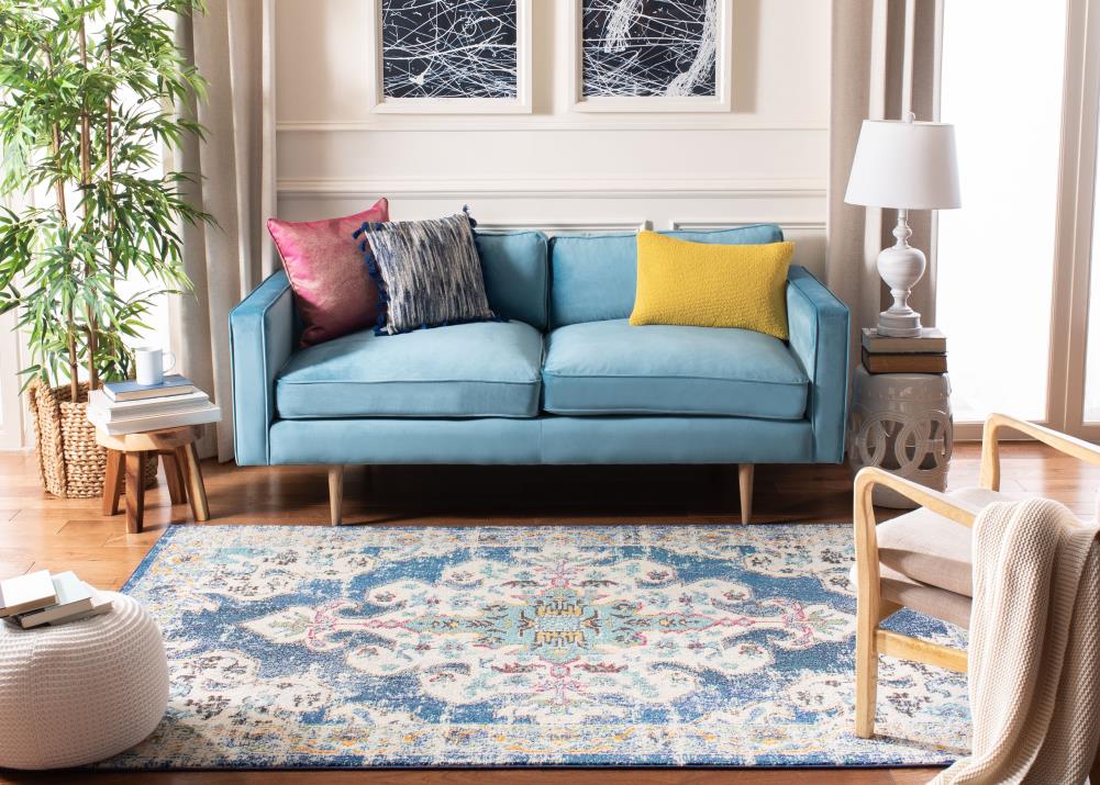 Safavieh Madison Kenora 9 x 12 Navy/Gray Indoor Distressed/Overdyed Vintage Area Rug - Image 5