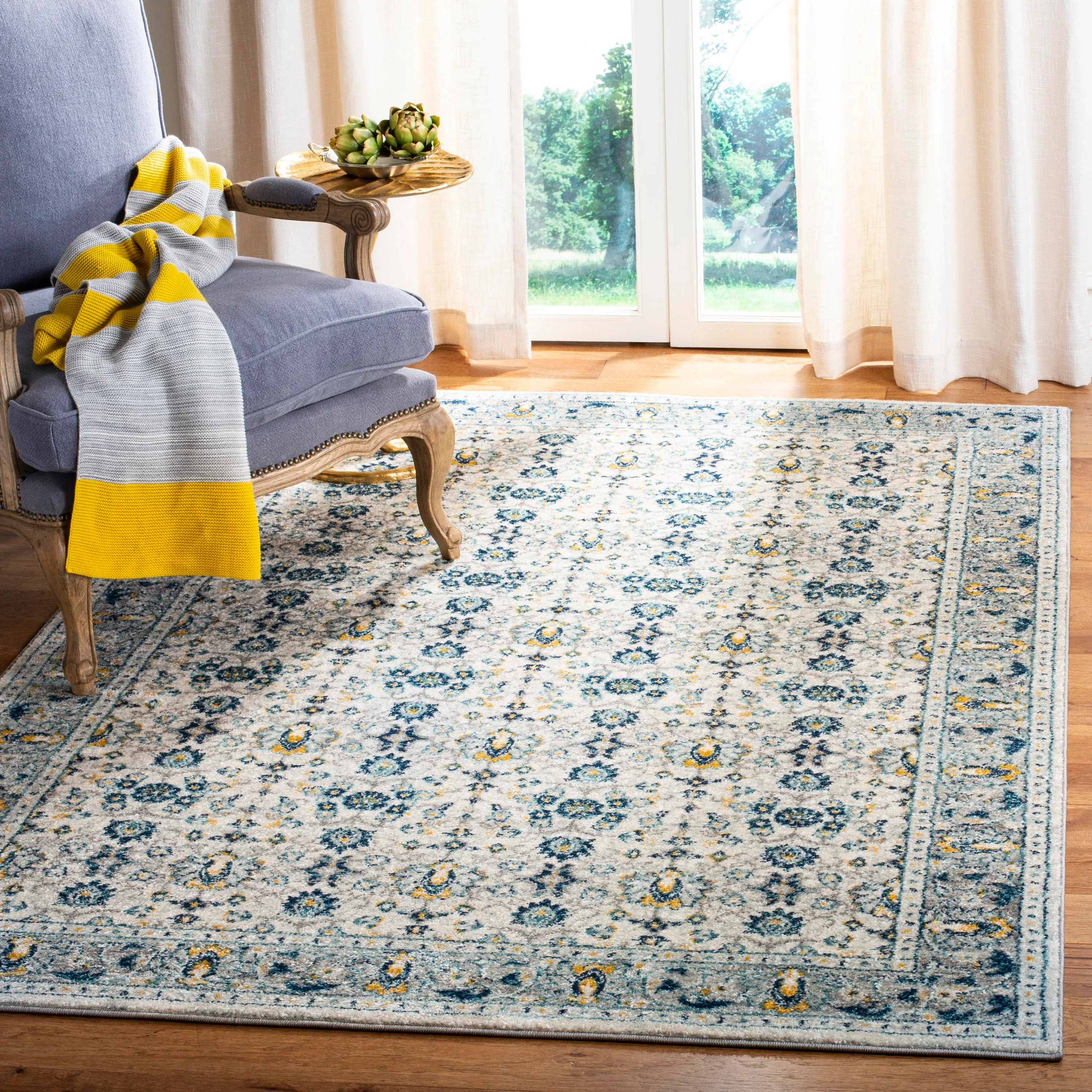 Safavieh Madison Khotan 5 x 8 Ivory/Navy Indoor Floral/Botanical Oriental Area Rug