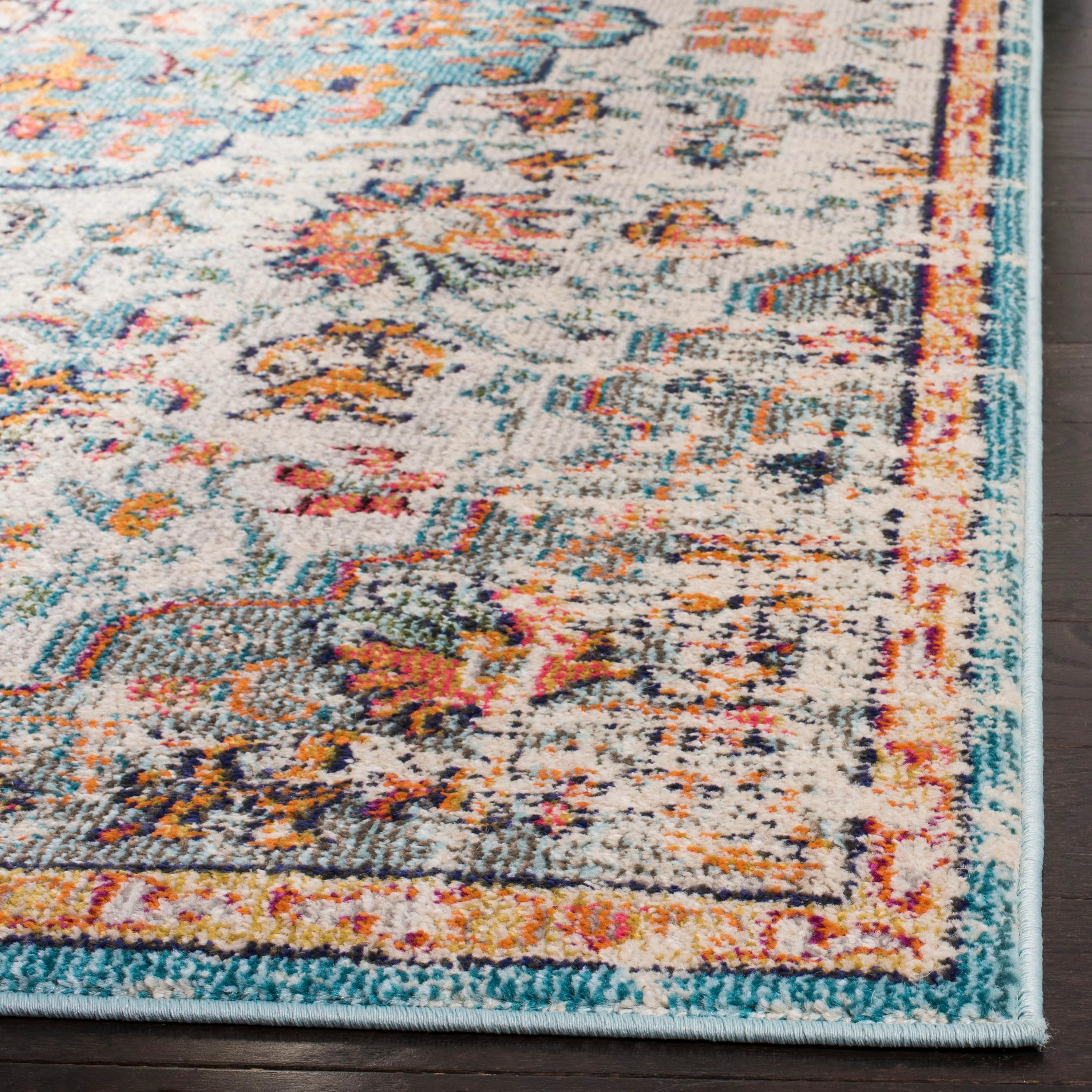 Safavieh Madison Sudbury 9 x 12 Gray/Light Blue Indoor Distressed/Overdyed Vintage Area Rug - Image 3