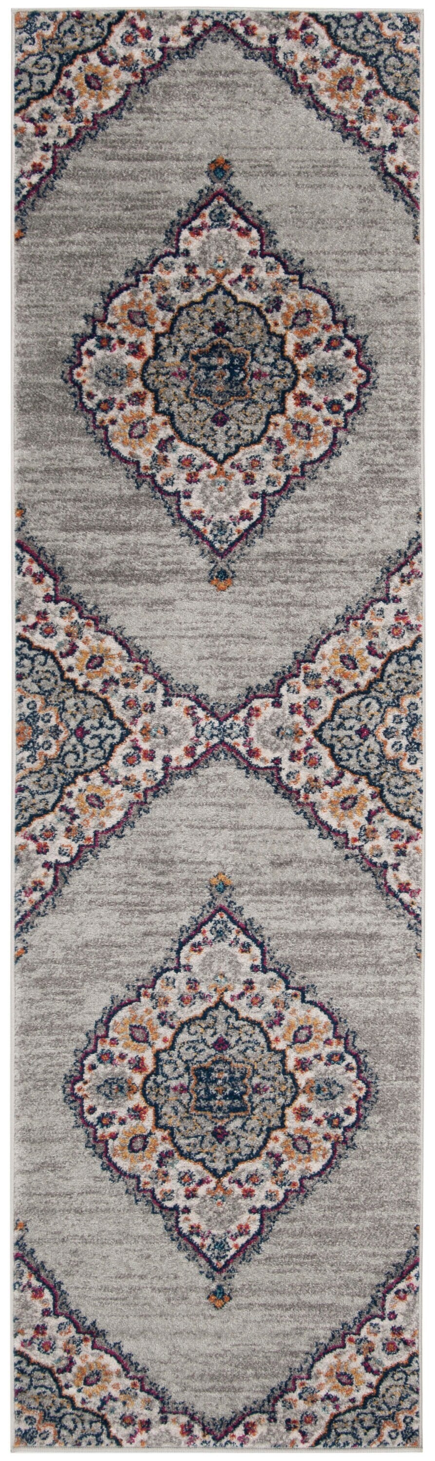 Safavieh Madison Suzian 2 x 8 Light Gray/Fuchsia Indoor Floral/Botanical Oriental Runner - Image 2