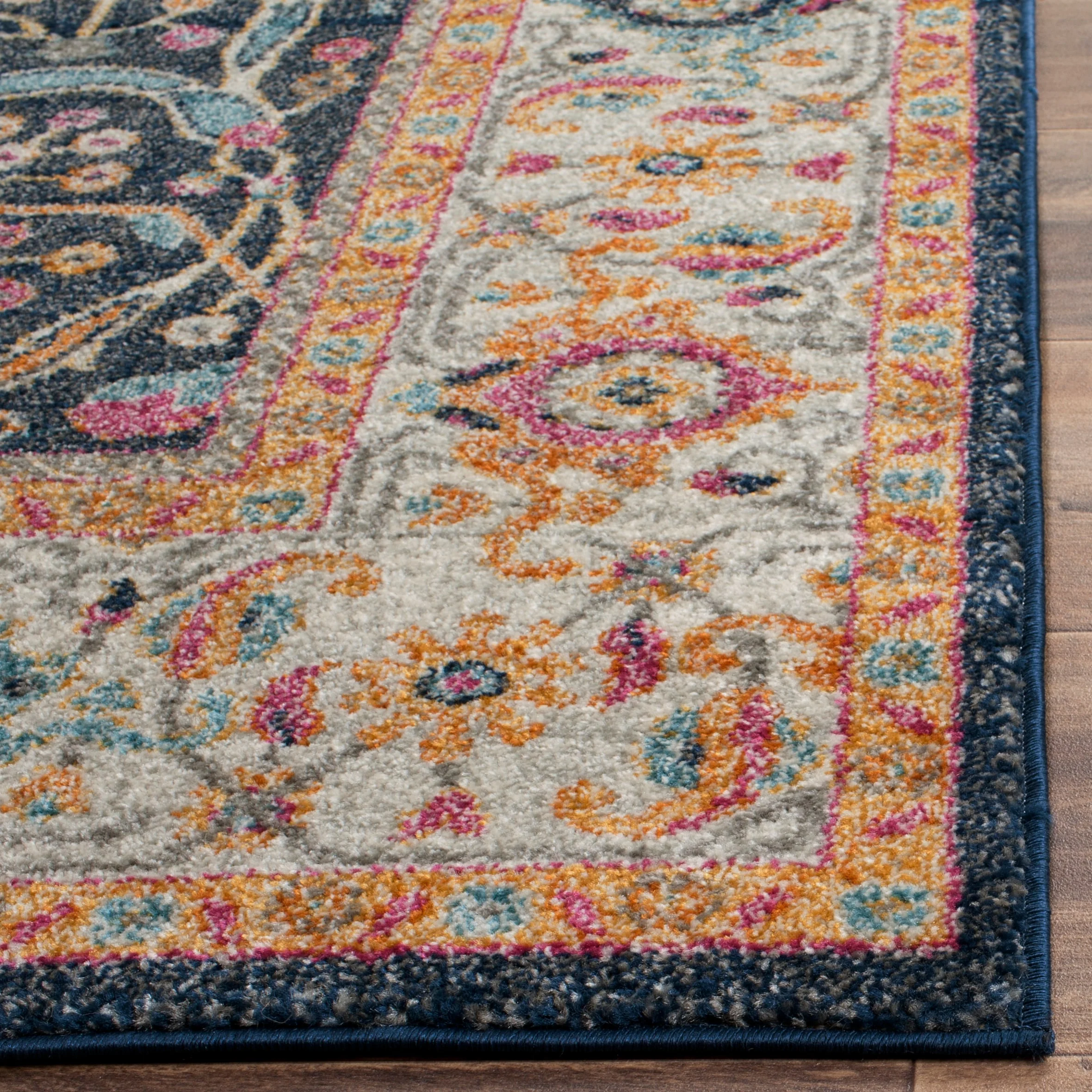 Safavieh Madison Toila 5 x 8 Navy/Creme Indoor Floral/Botanical Oriental Area Rug - Image 3