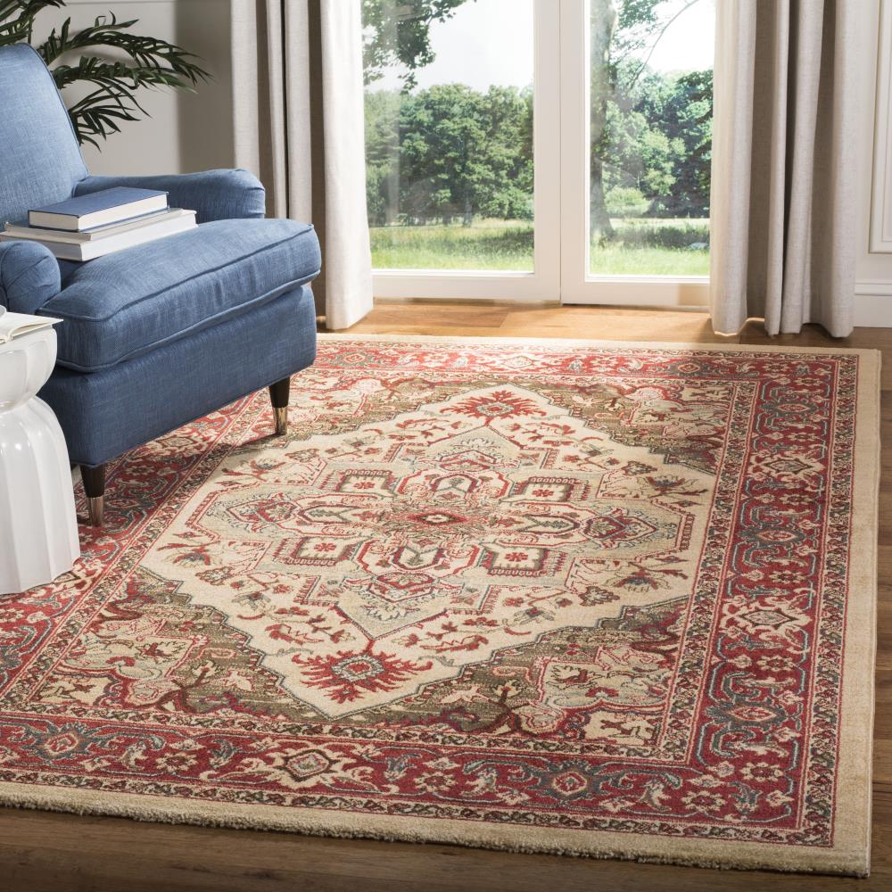 Safavieh Mahal Zaloa 5 x 8 Creme/Red Indoor Floral/Botanical Oriental Area Rug - Image 2