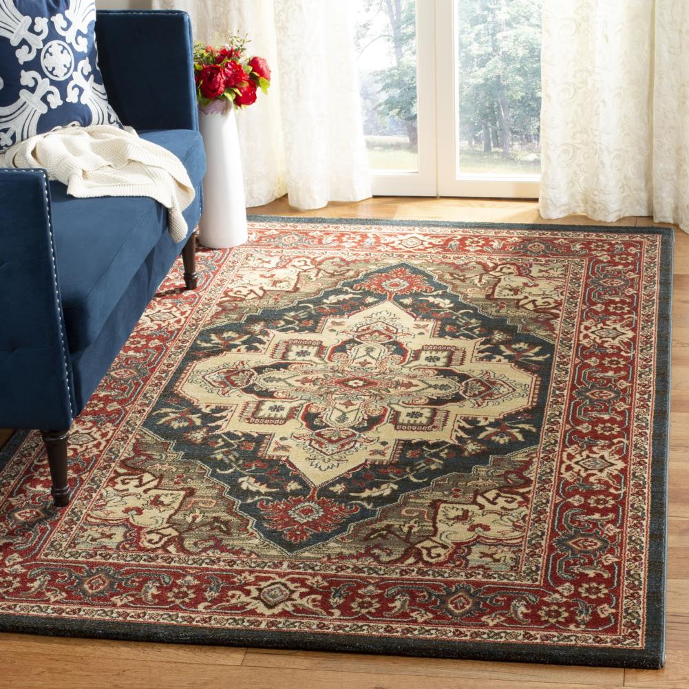 Safavieh Mahal Zaloa 5 x 8 Navy/Red Indoor Floral/Botanical Oriental Area Rug - Image 2