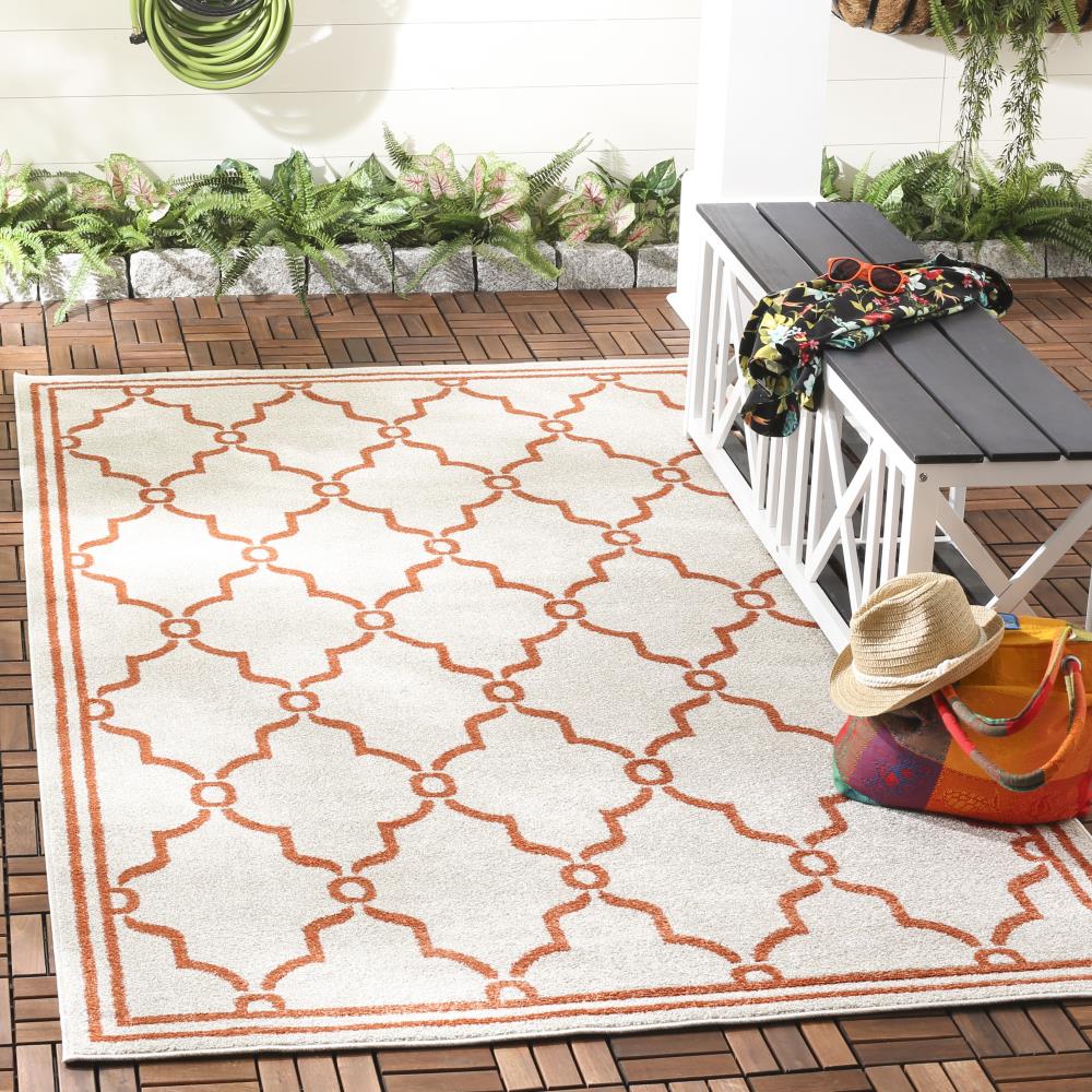 Safavieh Marion 3 x 4 Beige/Orange Indoor/Outdoor Trellis Throw Rug - Image 2