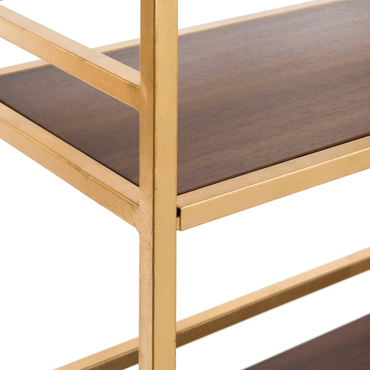 Safavieh Mateo Gold/Walnut Metal Etagere, 30 x 14 x 72 in - Image 5