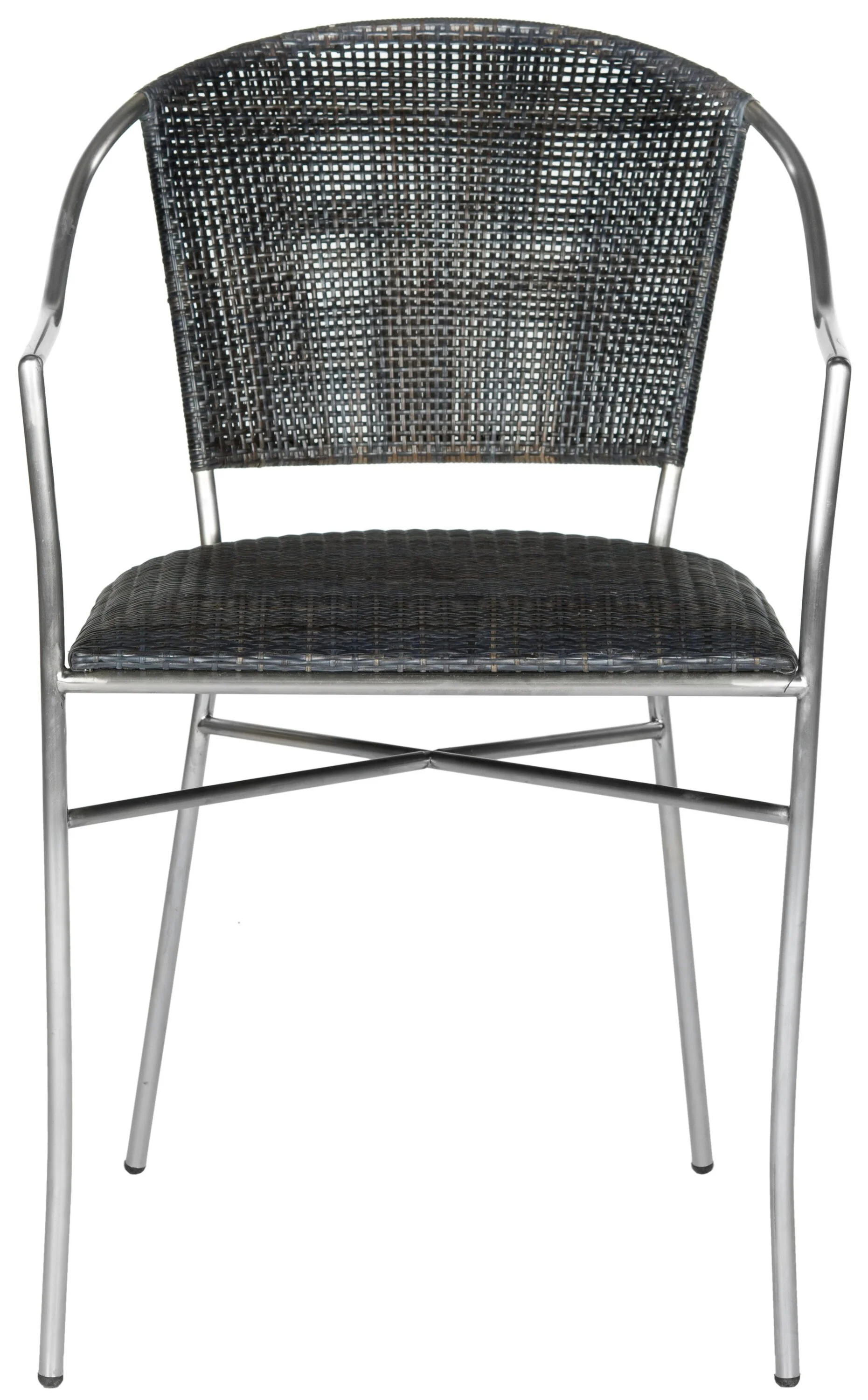 Safavieh Melita Coastal Side Chairs, Set of 2 – Black Rattan Seat/Back, Metal Frame - Image 3