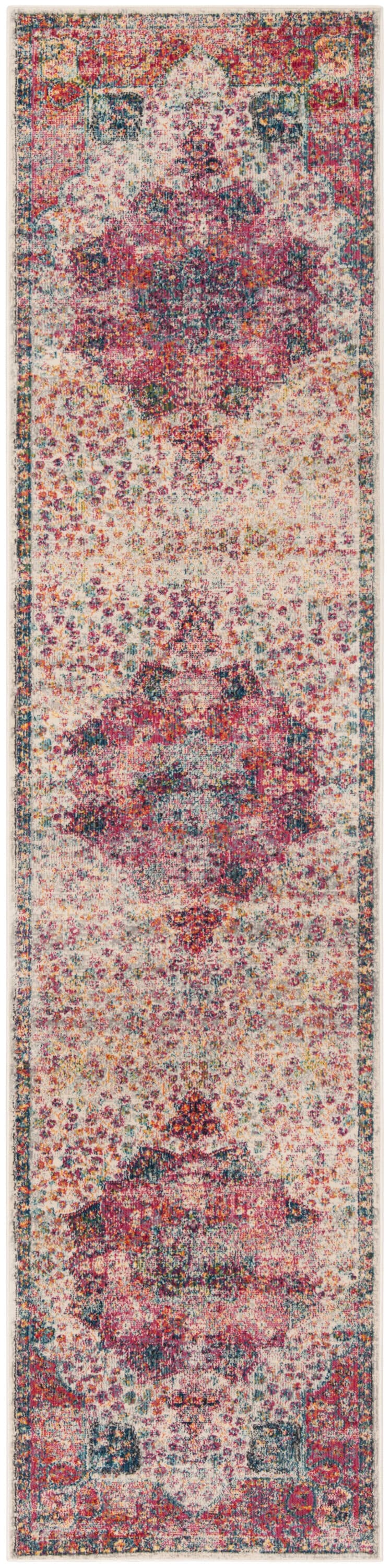 Safavieh Merlot Angra 2 x 8 Cream/Multi Indoor Floral/Botanical Oriental Runner - Image 2