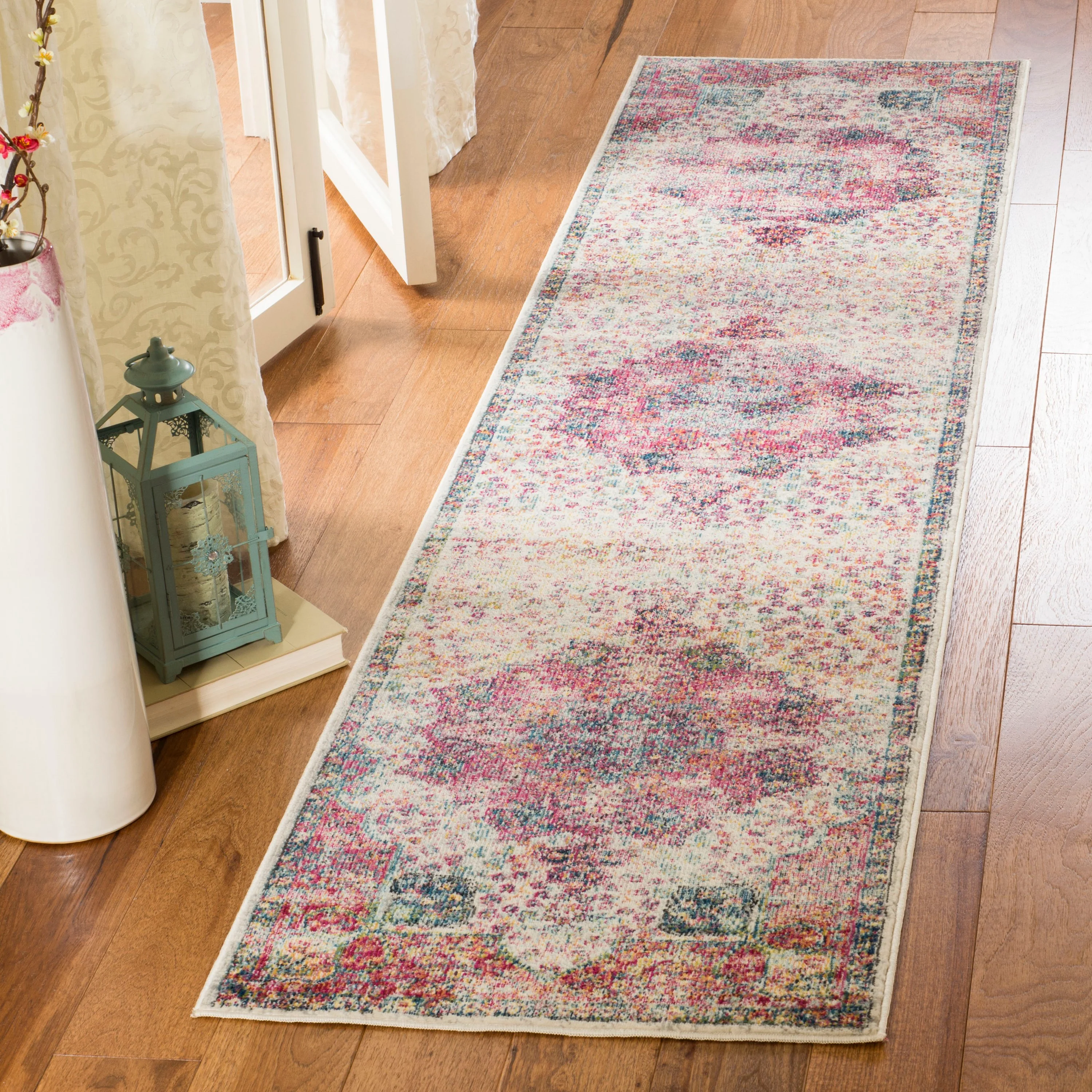 Safavieh Merlot Angra 2 x 8 Cream/Multi Indoor Floral/Botanical Oriental Runner
