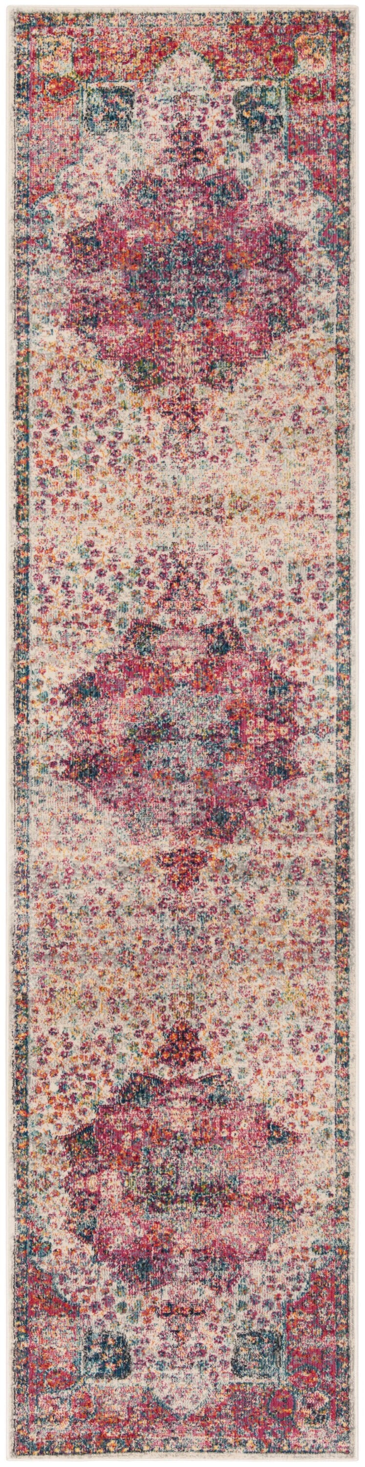 Safavieh Merlot Angra 2 x 8 Cream/Multi Indoor Floral/Botanical Oriental Runner - Image 2