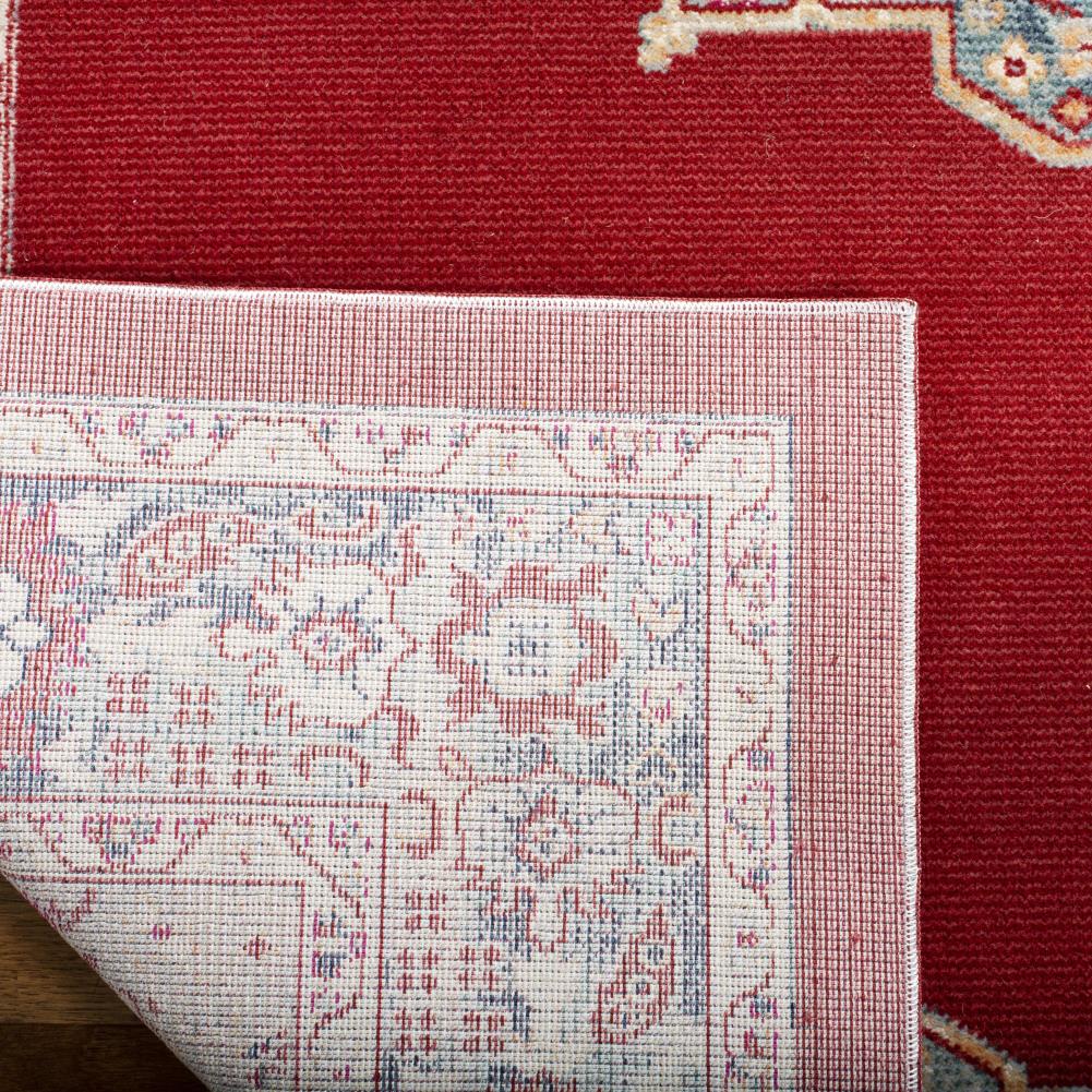 Safavieh Merlot Mitra 6 x 6 Red/Aqua Square Indoor Floral/Botanical Oriental Area Rug - Image 4