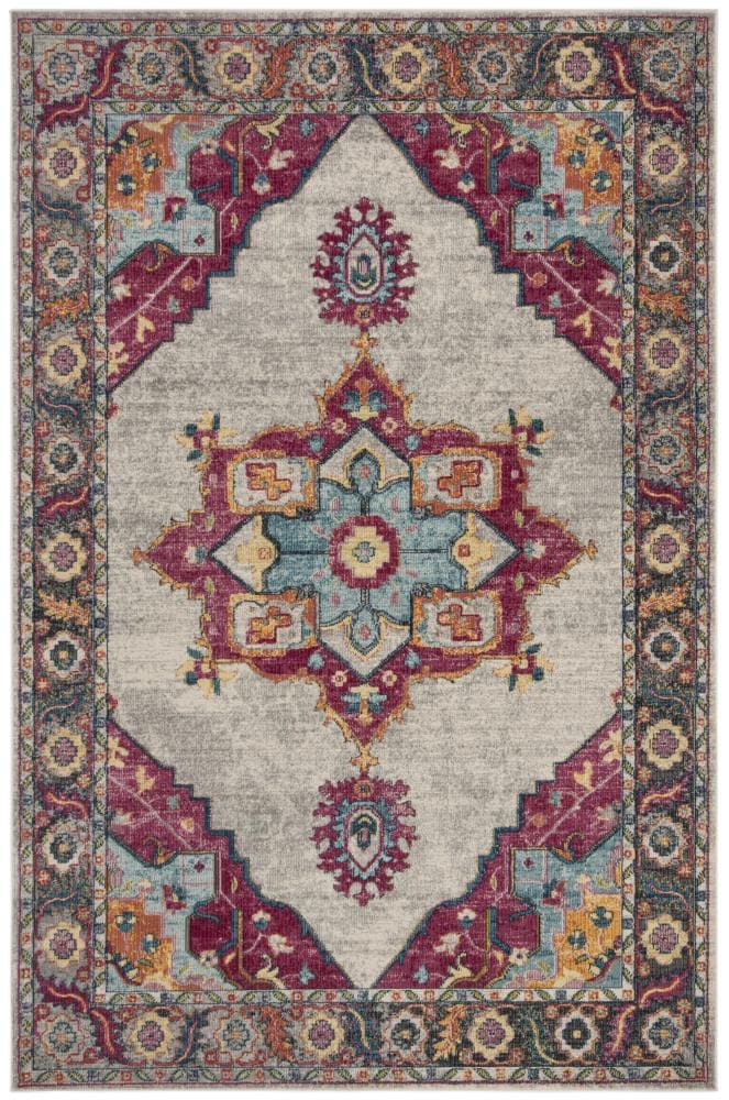 Safavieh Merlot Peri 5 x 8 Cream/Multi Indoor Floral/Botanical Oriental Area Rug