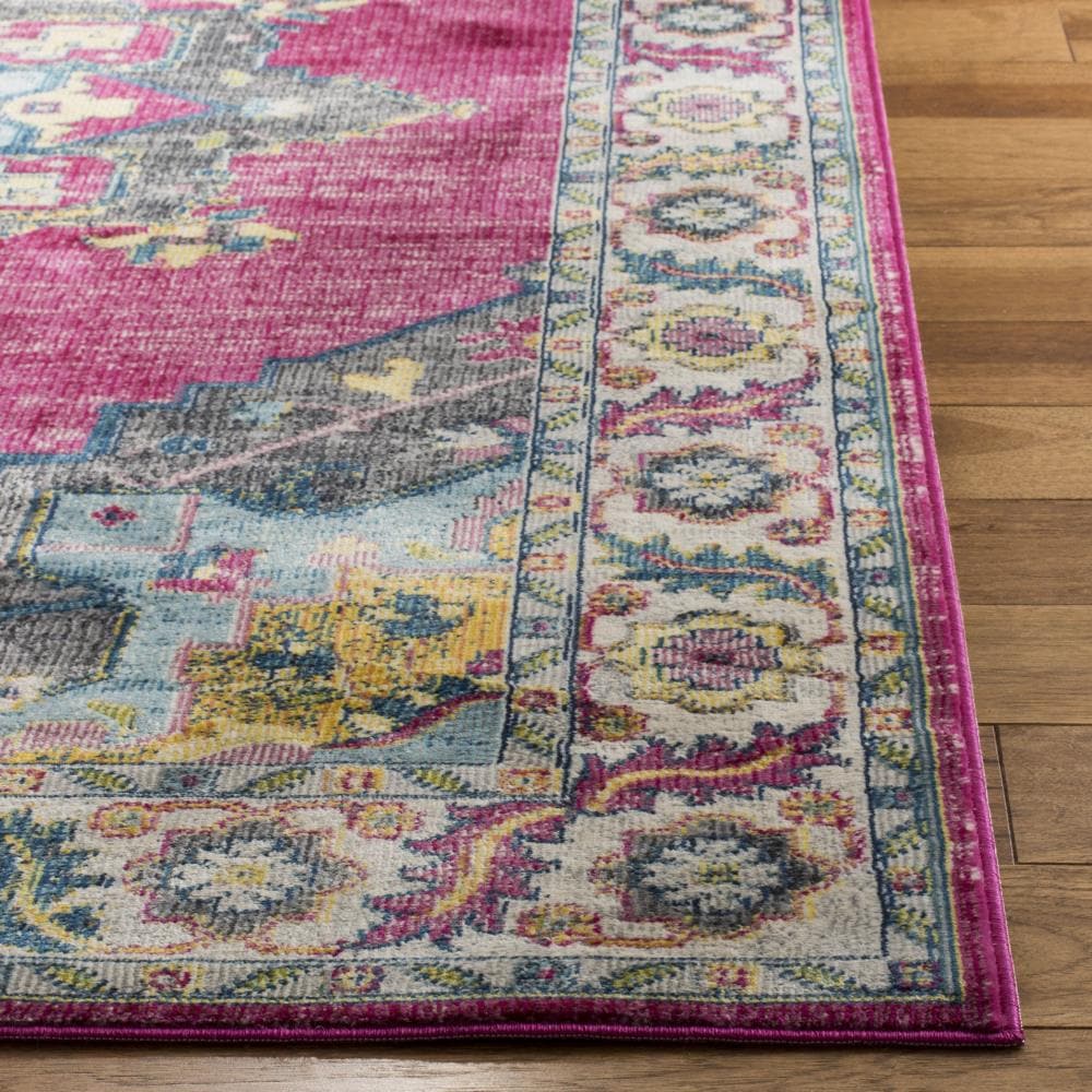 Safavieh Merlot Peri 7 x 9 Fuchsia/Multi Indoor Floral/Botanical Oriental Area Rug - Image 3