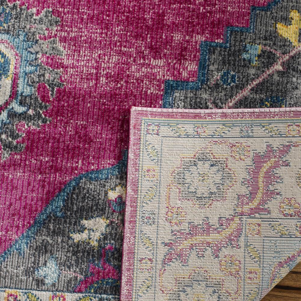 Safavieh Merlot Peri 7 x 9 Fuchsia/Multi Indoor Floral/Botanical Oriental Area Rug - Image 4