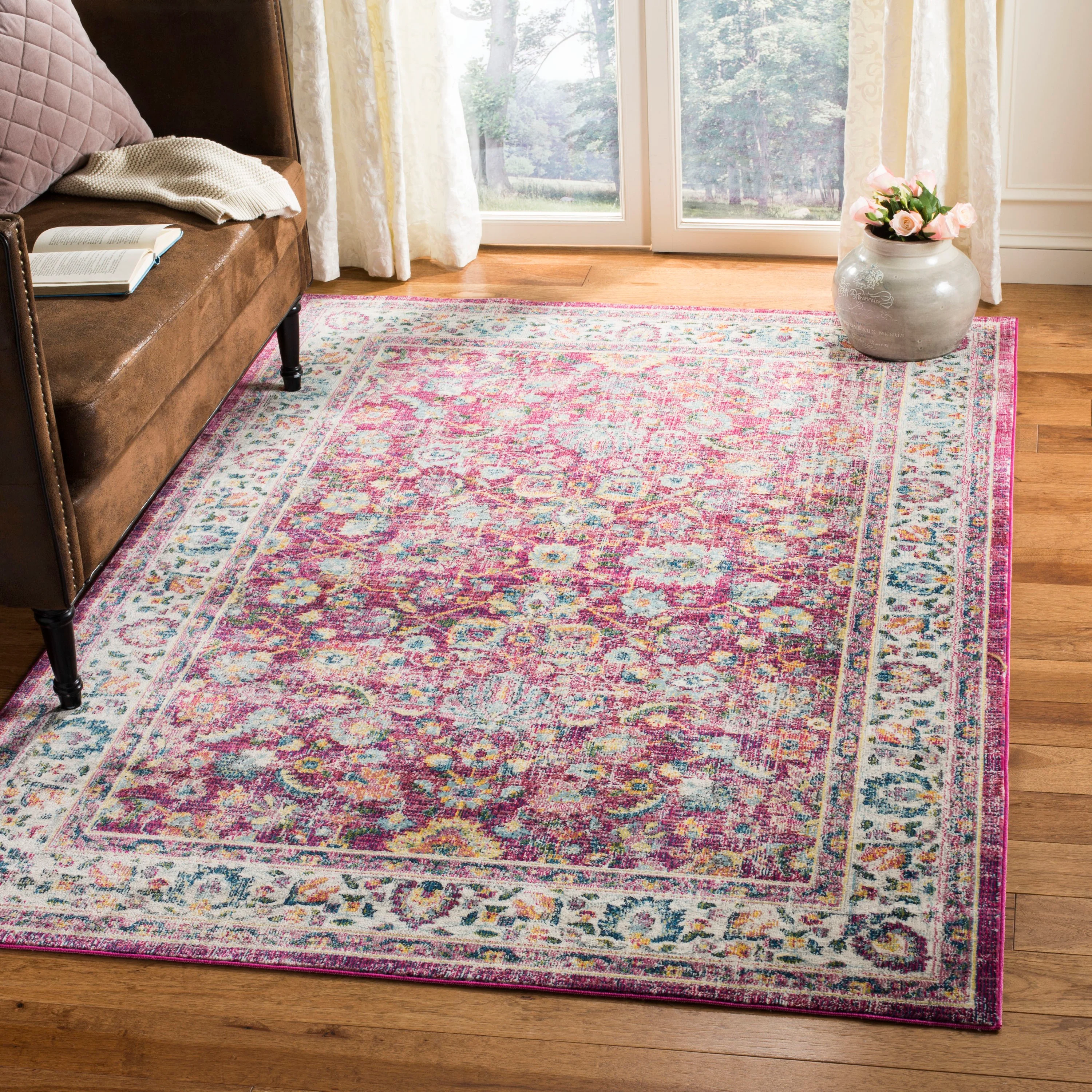 Safavieh Merlot Zoria 9 x 12 Red/Multi Indoor Floral/Botanical Oriental Area Rug