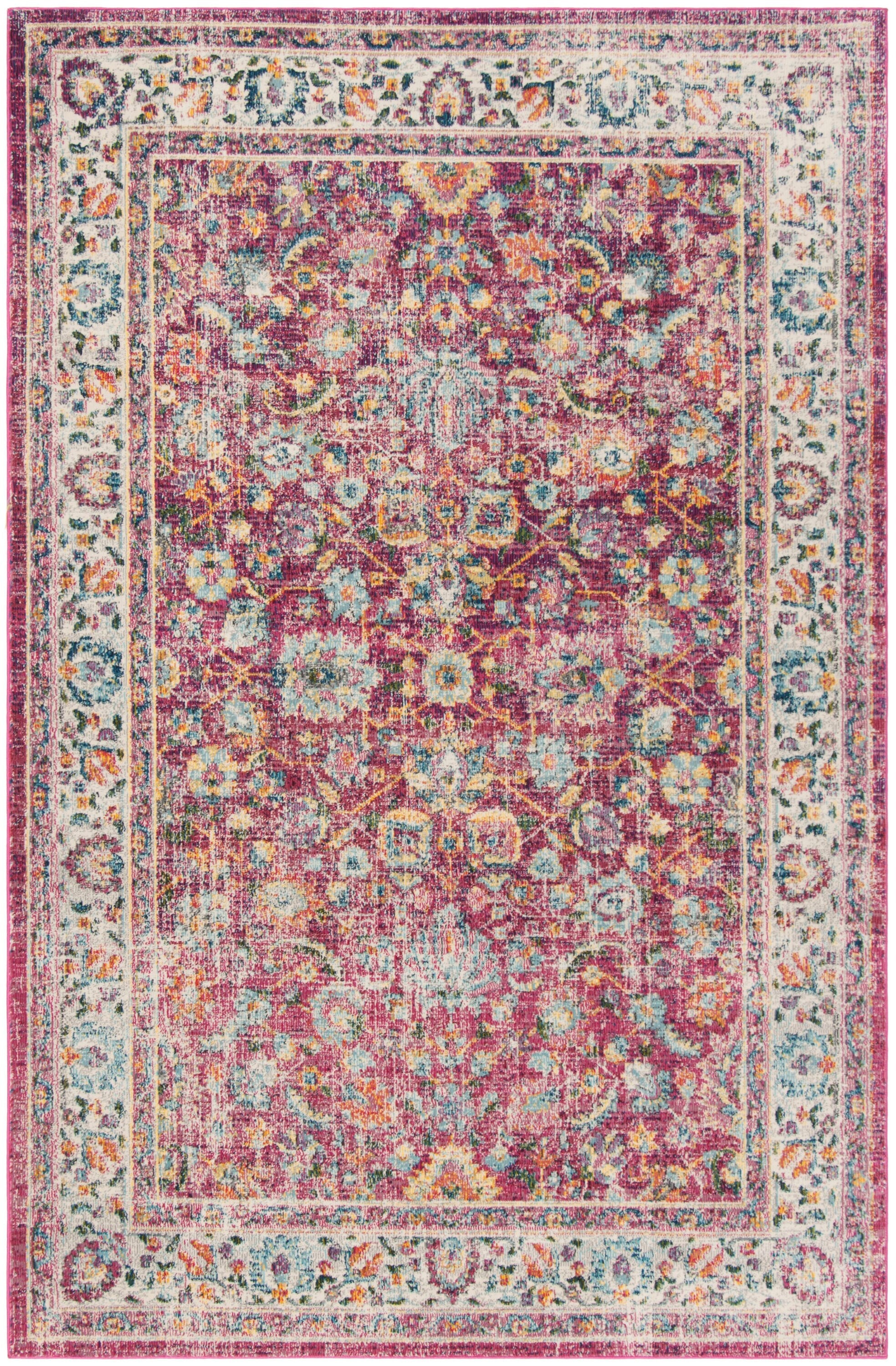 Safavieh Merlot Zoria 9 x 12 Red/Multi Indoor Floral/Botanical Oriental Area Rug - Image 2